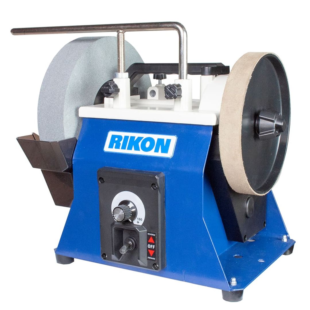 RIKON 82-210 10" variable-speed wet sharpening system for turning and carving tools.