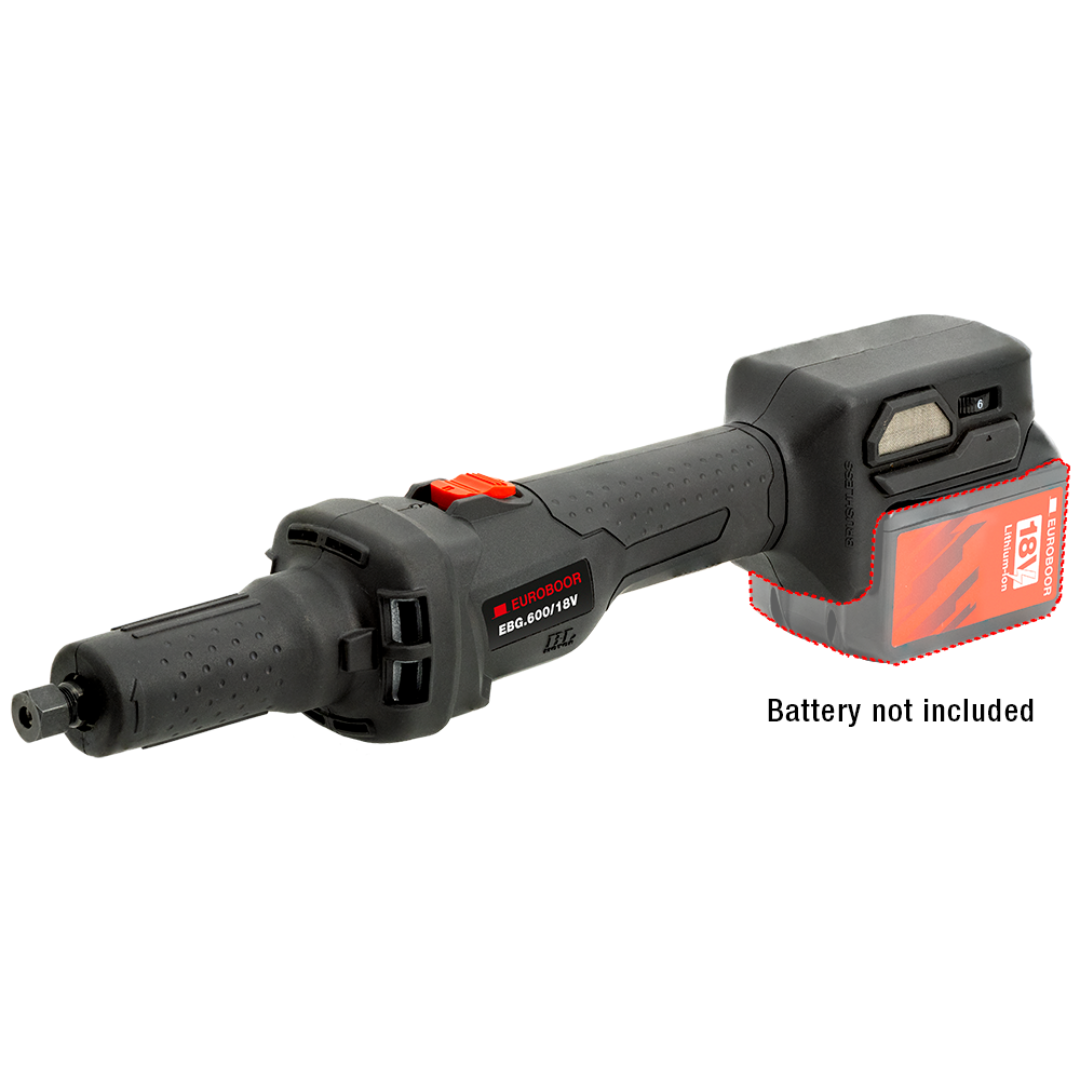 Euroboor EBG.600/18V Battery Operated Die Grinder cordless grinding tool displayed individually highlighting the slim straight grinder body for industrial grinding tasks
