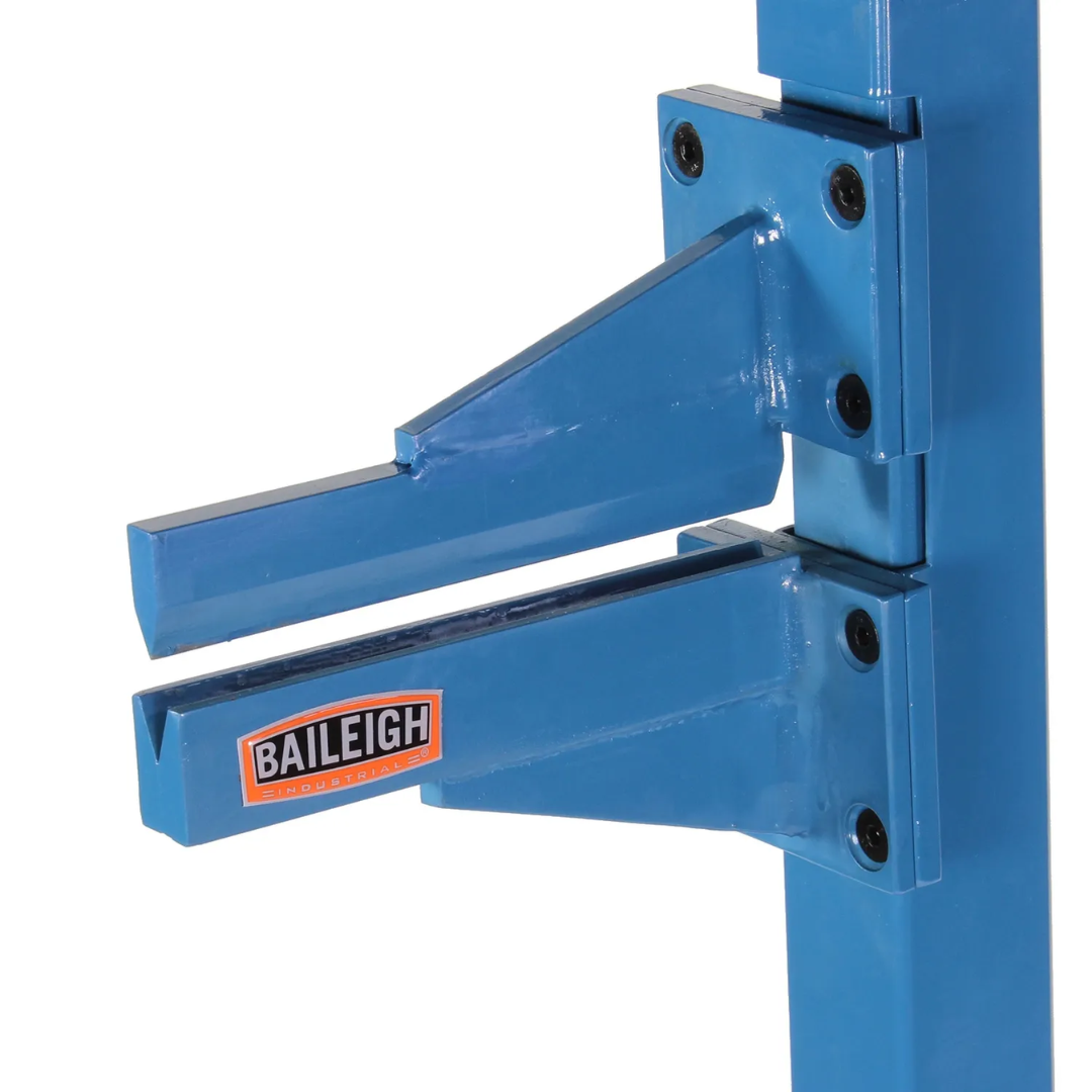 Adjustable support arm detail of Baileigh Letter Brake LB-8 1004979 featuring durable steel construction for reliable sign-making and metal forming applications.