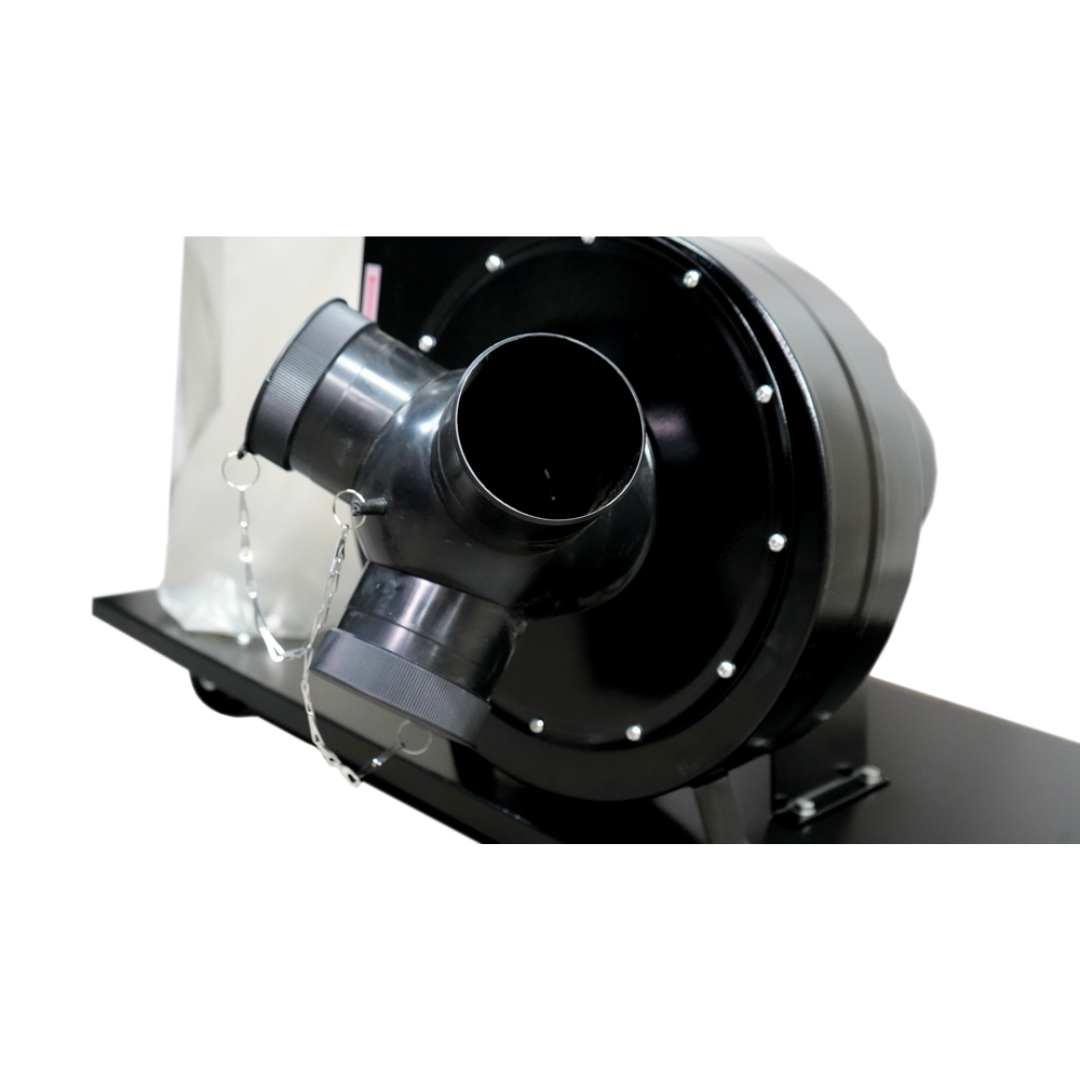 Angled view of Maksiwa CPD/3.C dust collector blower housing and air intake