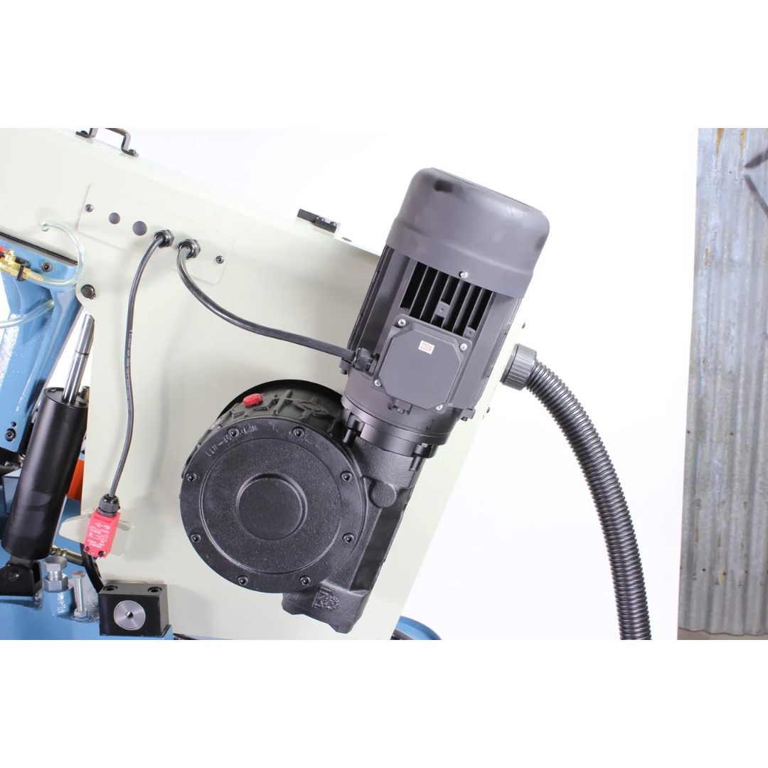 Baileigh 13-Inch Variable-Speed Dual-Mitering Bandsaw (BS-20M-DM) 1001292 motor and drive assembly engineered for reliable variable-speed metal cutting operation.