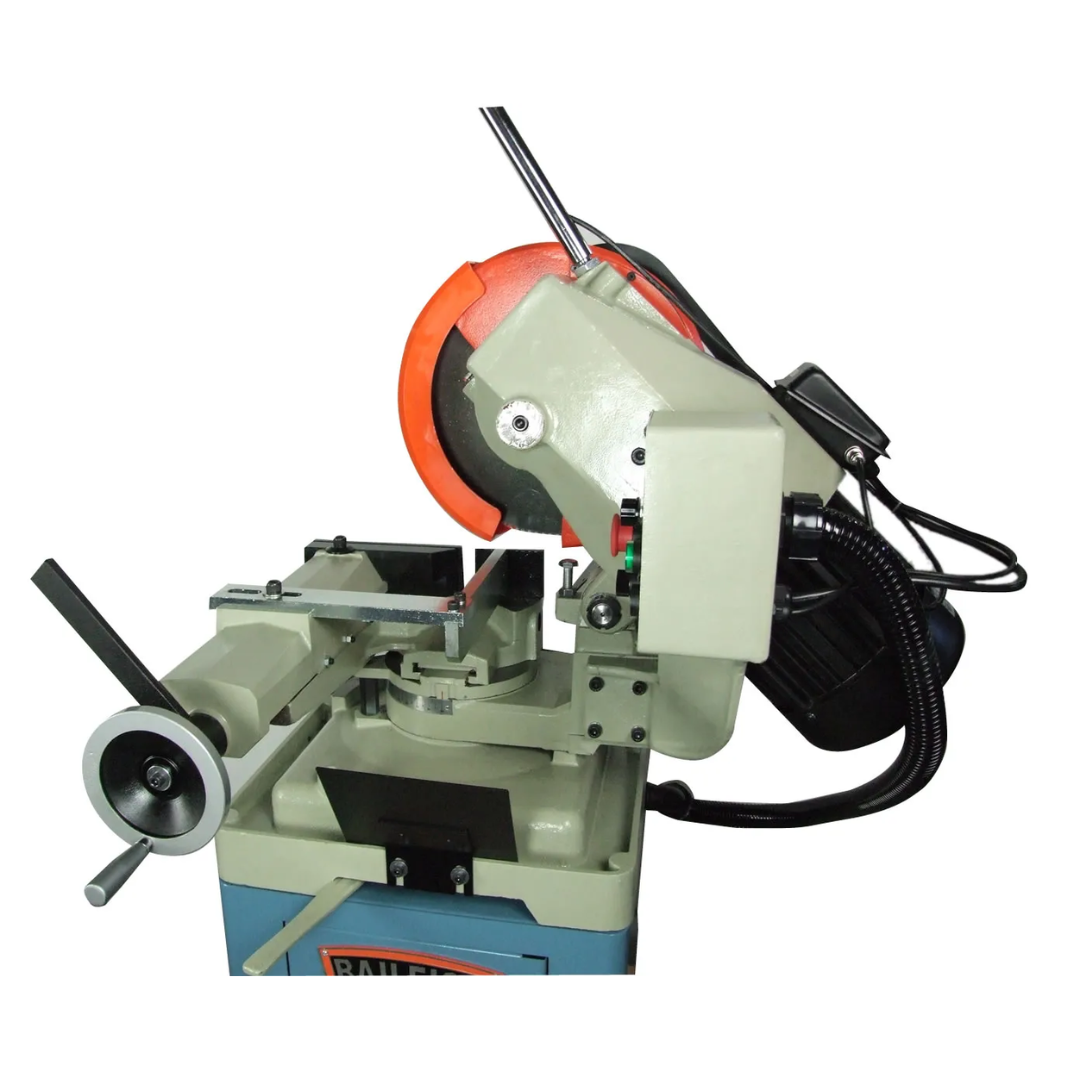 Baileigh 14-Inch Variable-Speed Cold Saw, 120 RPM (‎CS-350EU) 1002535 side-angle view showing the variable-speed cutting head and robust construction for metalworking applications.