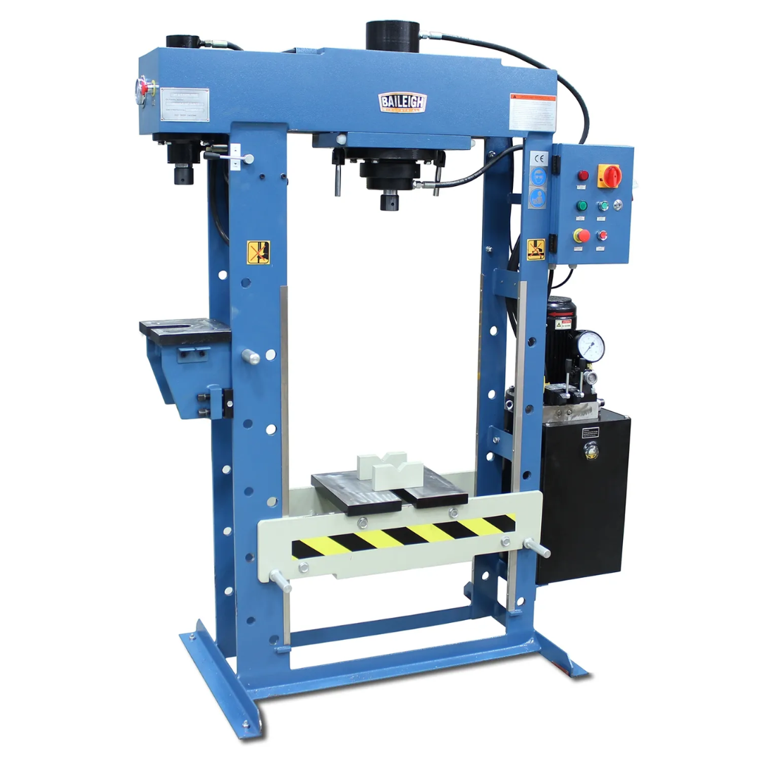 Baileigh 30/10-Ton Two-Station H-Frame Hydraulic Press (HSP-30M-C) 1019289 dual-station hydraulic press for precision pressing, bending, and metal fabrication.