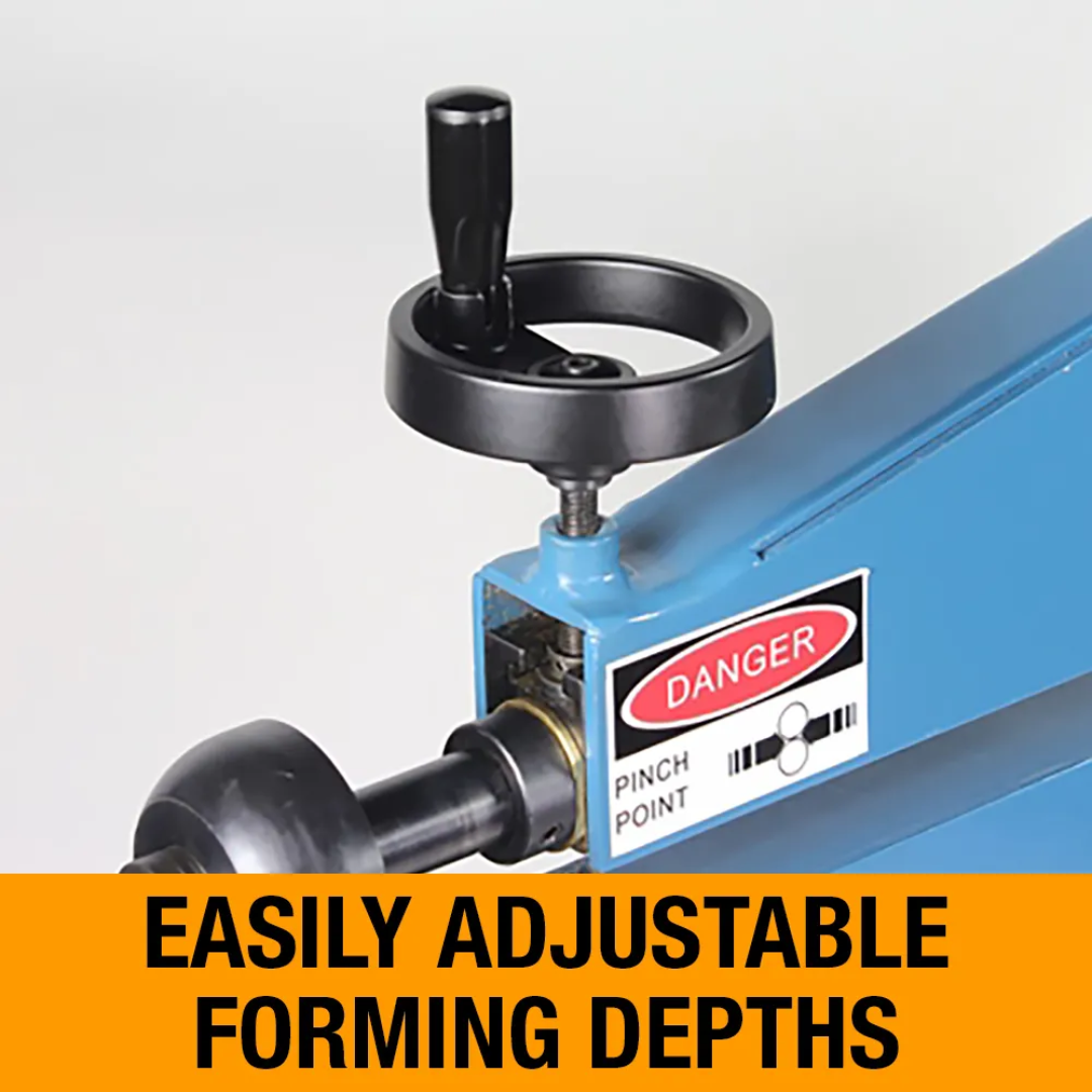 Baileigh 36" Powered Bead Rolling Machine, 110V (BR-18E-36) 1000924 easy-adjust forming depth control allowing accurate setup for various bead and flange profiles.