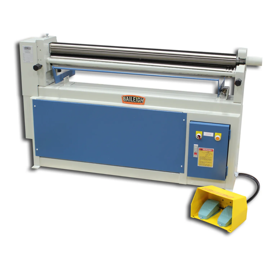 Baileigh 50-Inch Electric Slip Roll, Closed Stand (SR-5016) 1007306 industrial electric slip roll machine with enclosed stand, precision forming rolls, and foot pedal controls for sheet metal rolling applications.