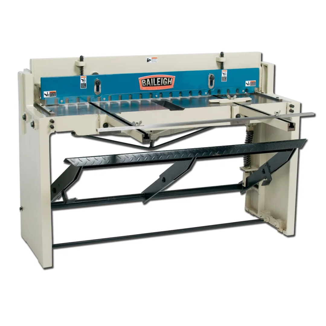 Baileigh 52-Inch Foot Stomp Shear, 16-Gauge Mild Steel (SF-5216E) 1007020 heavy-duty manual sheet metal shear with 52-inch cutting width and rigid industrial frame for precision fabrication work.