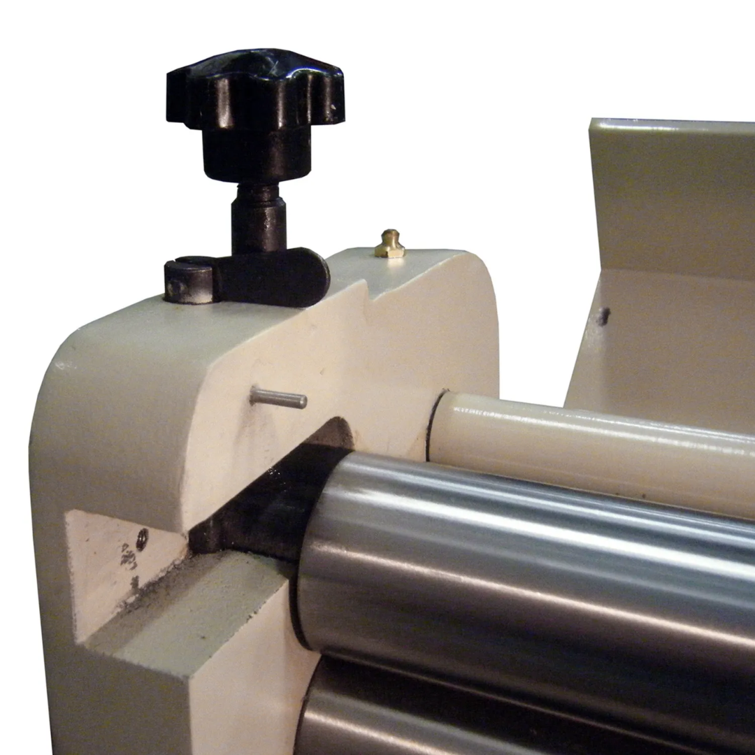 Baileigh 52-Inch Shear Brake Roll, 16-Gauge Mild Steel (SBR-5216) 1006972 angled machine view displaying the combined shear, brake, and roll functions for versatile sheet metal fabrication operations.