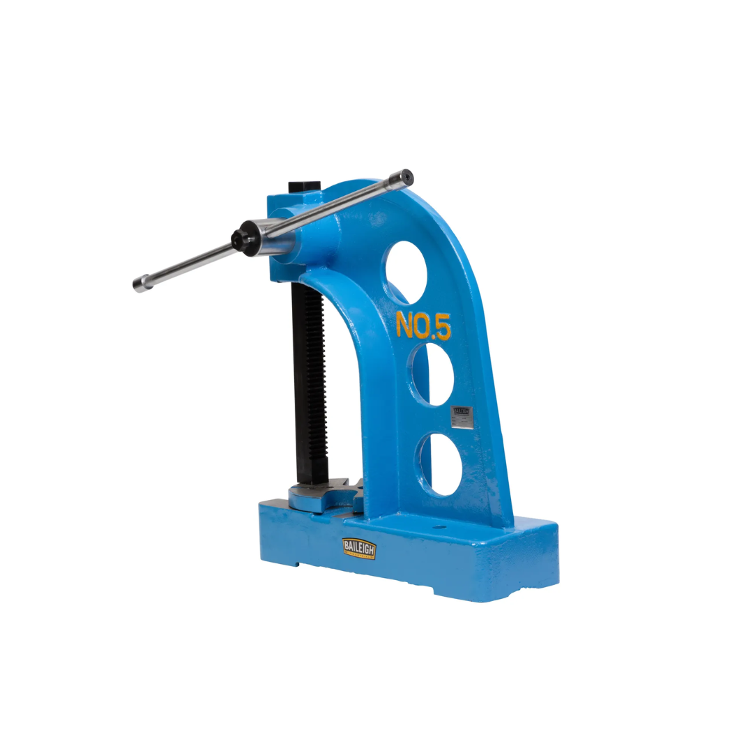 Baileigh 5 Ton Arbor Press AP-5HD 1232701 close-up of rack-and-pinion drive mechanism engineered for accurate force application and smooth ram movement.