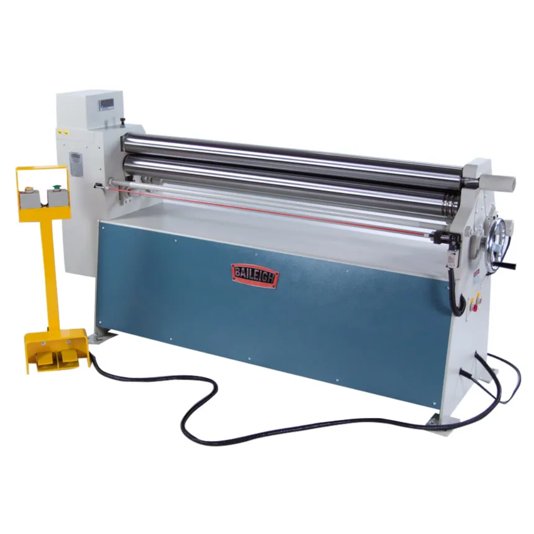 Baileigh 60-Inch Hydraulic Plate Roll, 14-Gauge Mild Steel (PR-514) 1006546 front view showing hydraulic slip roll machine with 60-inch forming capacity, foot pedal control, and industrial sheet metal rolling system.