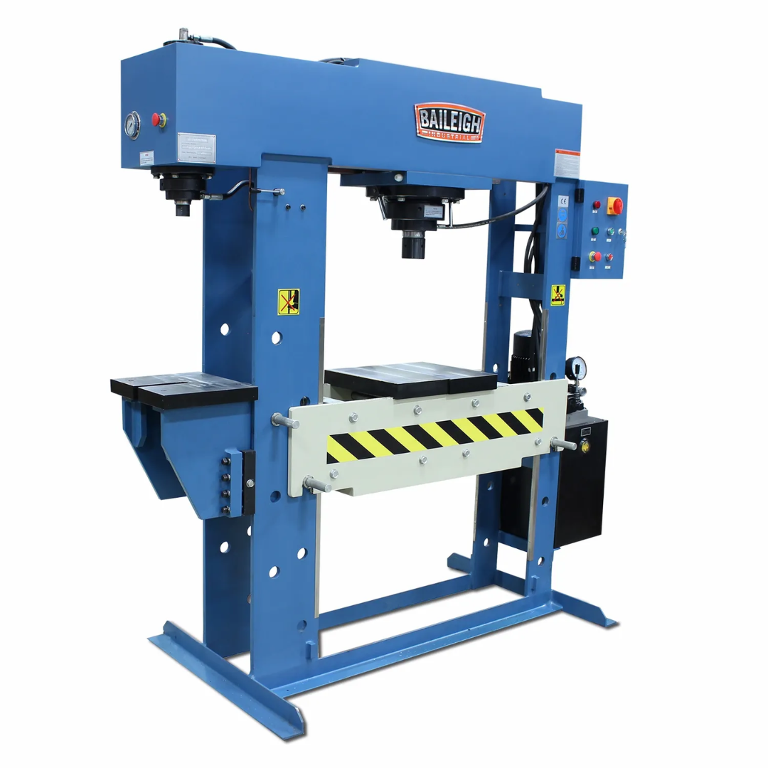 Baileigh 60/15-Ton Two-Station H-Frame Hydraulic Press (HSP-60M-C) 1019290 dual-station hydraulic press for precision pressing, straightening, forming, and assembly applications.