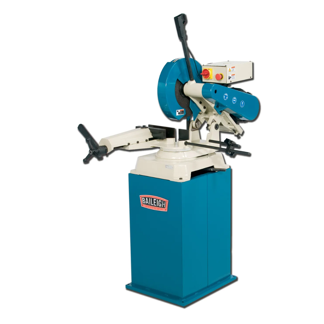 Baileigh Abrasive Chop Saw AS-350M 1000267 industrial abrasive cutoff saw with heavy-duty pedestal base, precision vise system, and high-performance cutting head for metal fabrication applications.