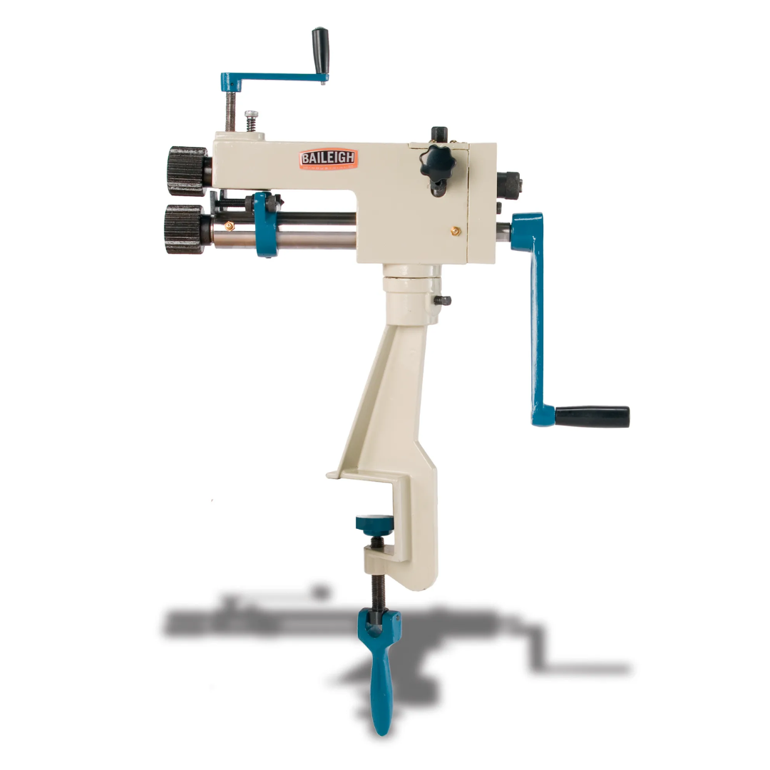 Baileigh Bead Roller - BR-22 1000936 manual bench-mounted bead roller with hand crank operation, adjustable frame, and precision forming rolls for sheet metal fabrication.