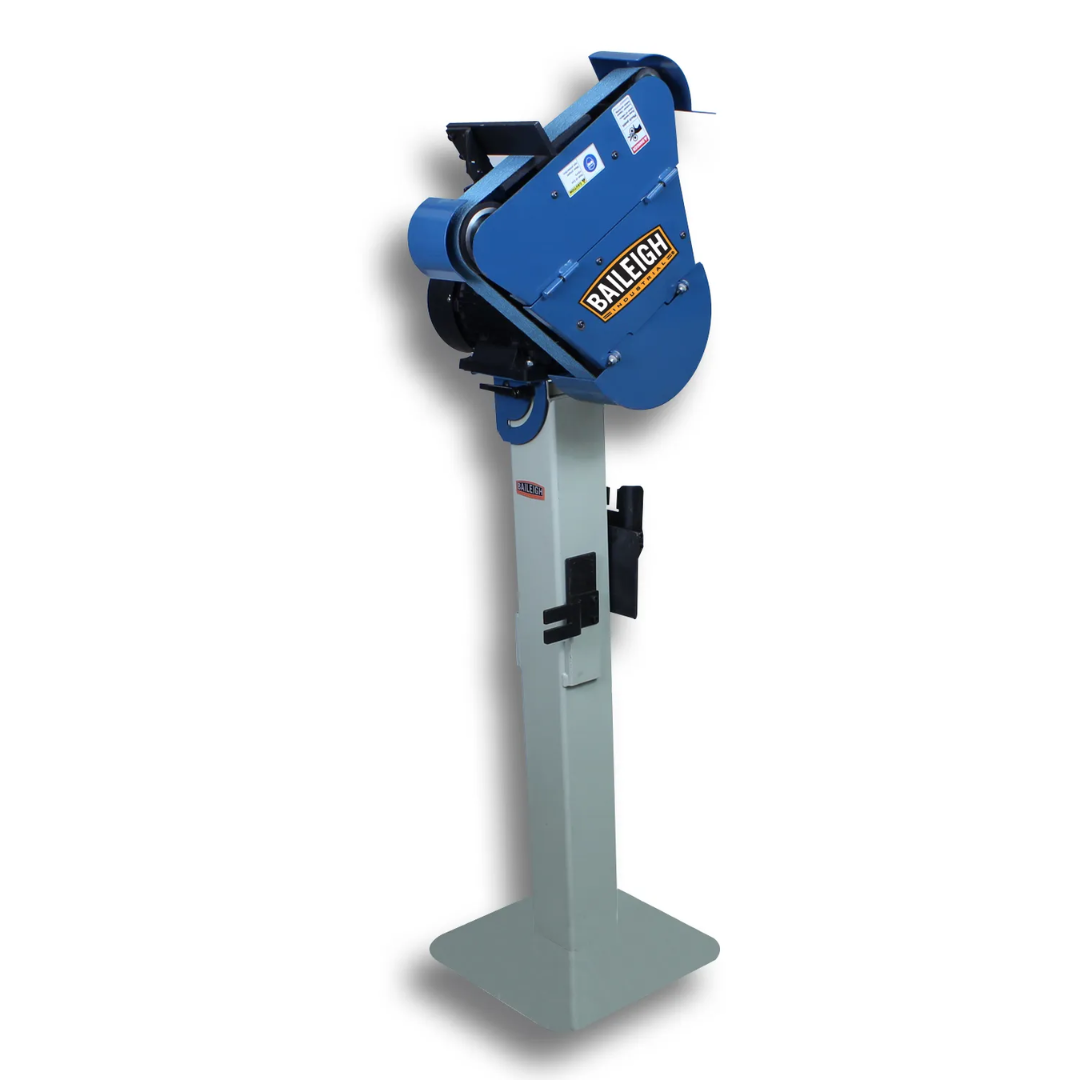 Baileigh Belt Grinder - BG-248-3 1000655 industrial belt grinding machine mounted on a floor stand, designed for metal deburring, shaping, finishing, and surface preparation applications.
