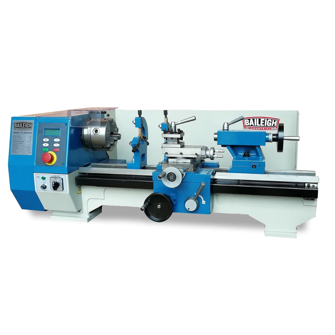 Baileigh Bench Lathe PL-1022VS-V2 1228215 precision variable-speed bench lathe designed for metal turning, threading, facing, and machining applications.