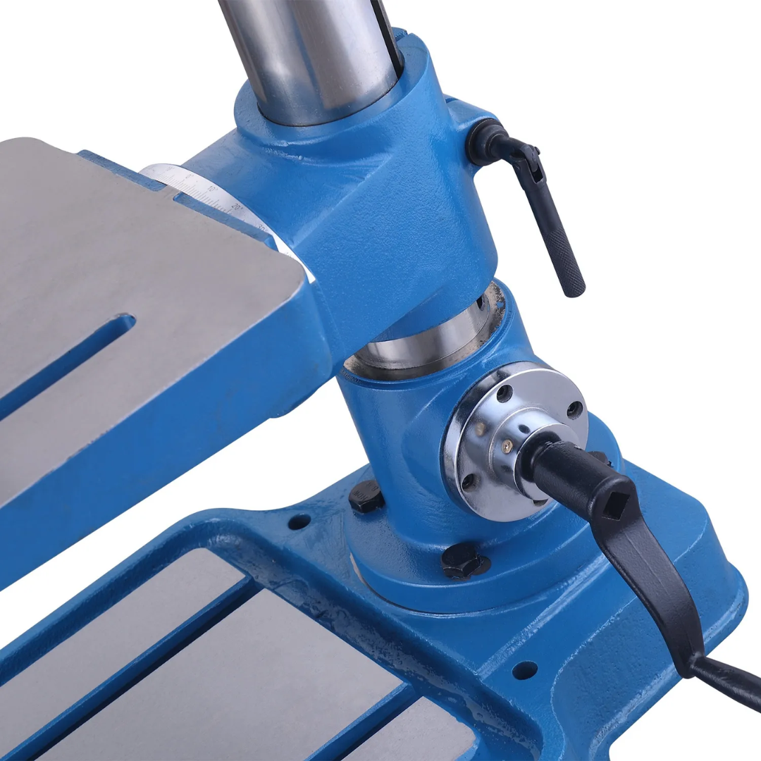 Baileigh Bench Top Drill Press DP-3814B 1228211 adjustable work table and column assembly providing stable support for drilling operations.