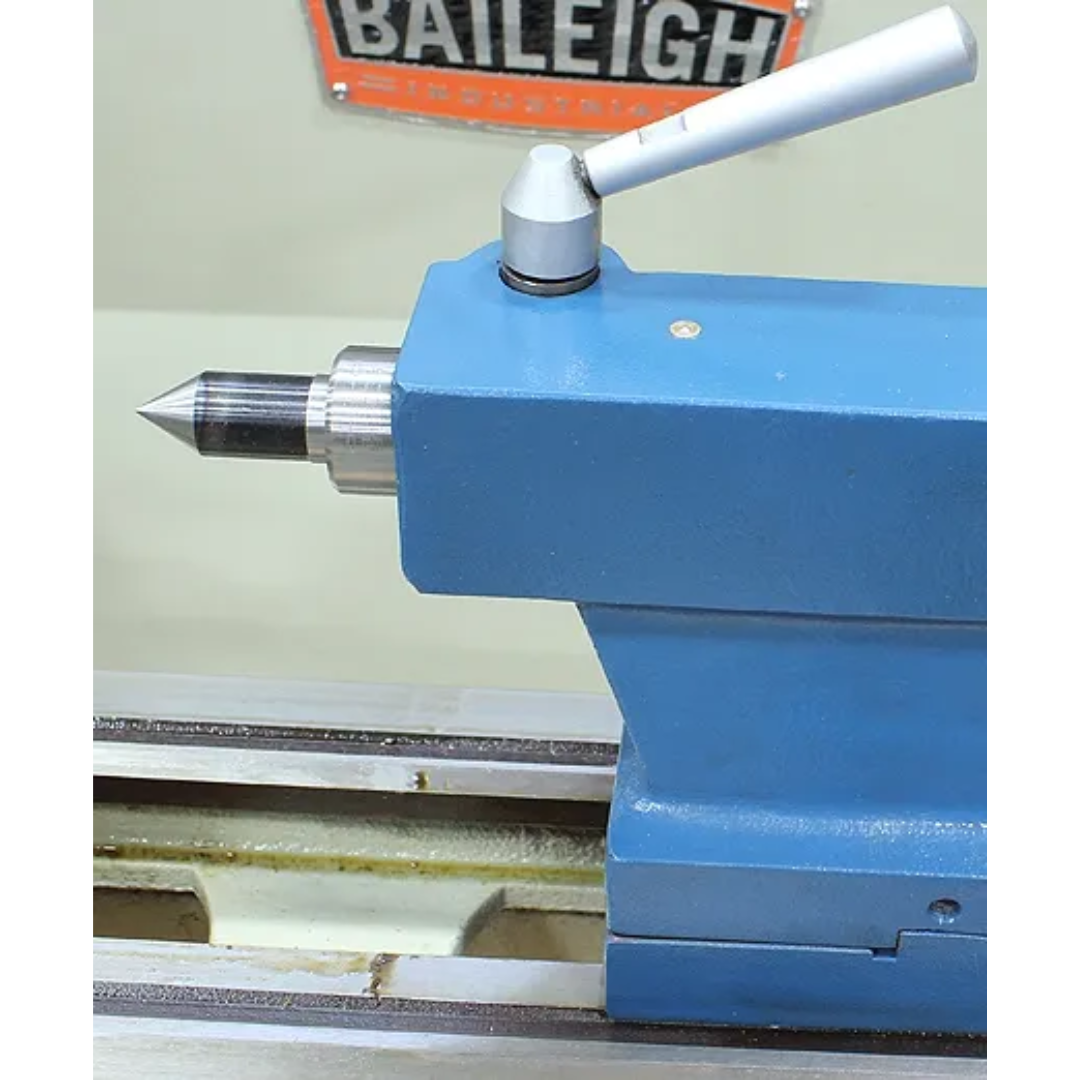 Baileigh Bench Top Lathe (PL-714VS-V2) 1228214 close-up of the headstock and spindle area showing durable construction and precision machining components.