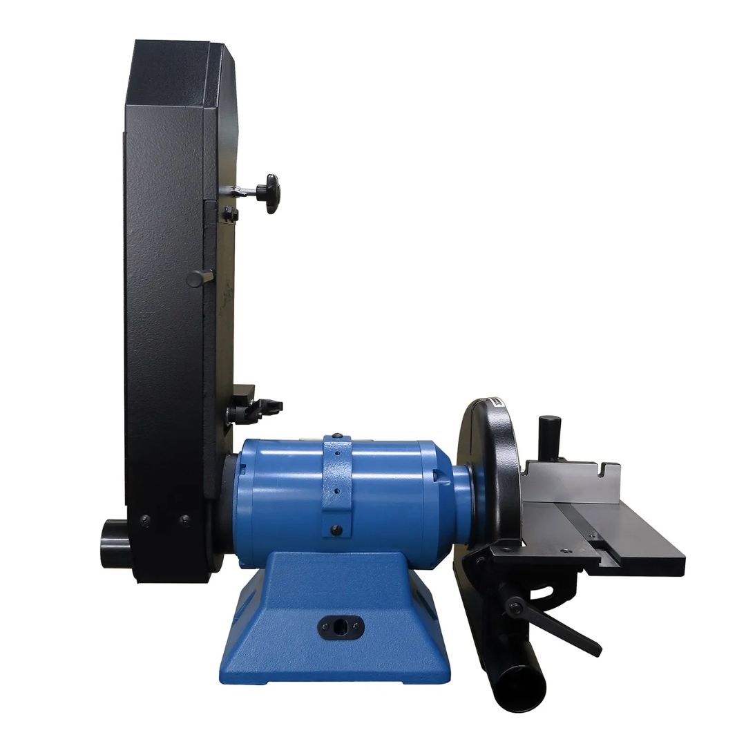 Baileigh Combination Belt and Disk Grinder DBG-9248 1227900 rear-side perspective displaying the integrated belt and disc grinding system, motor housing, and robust construction for professional metalworking environments.