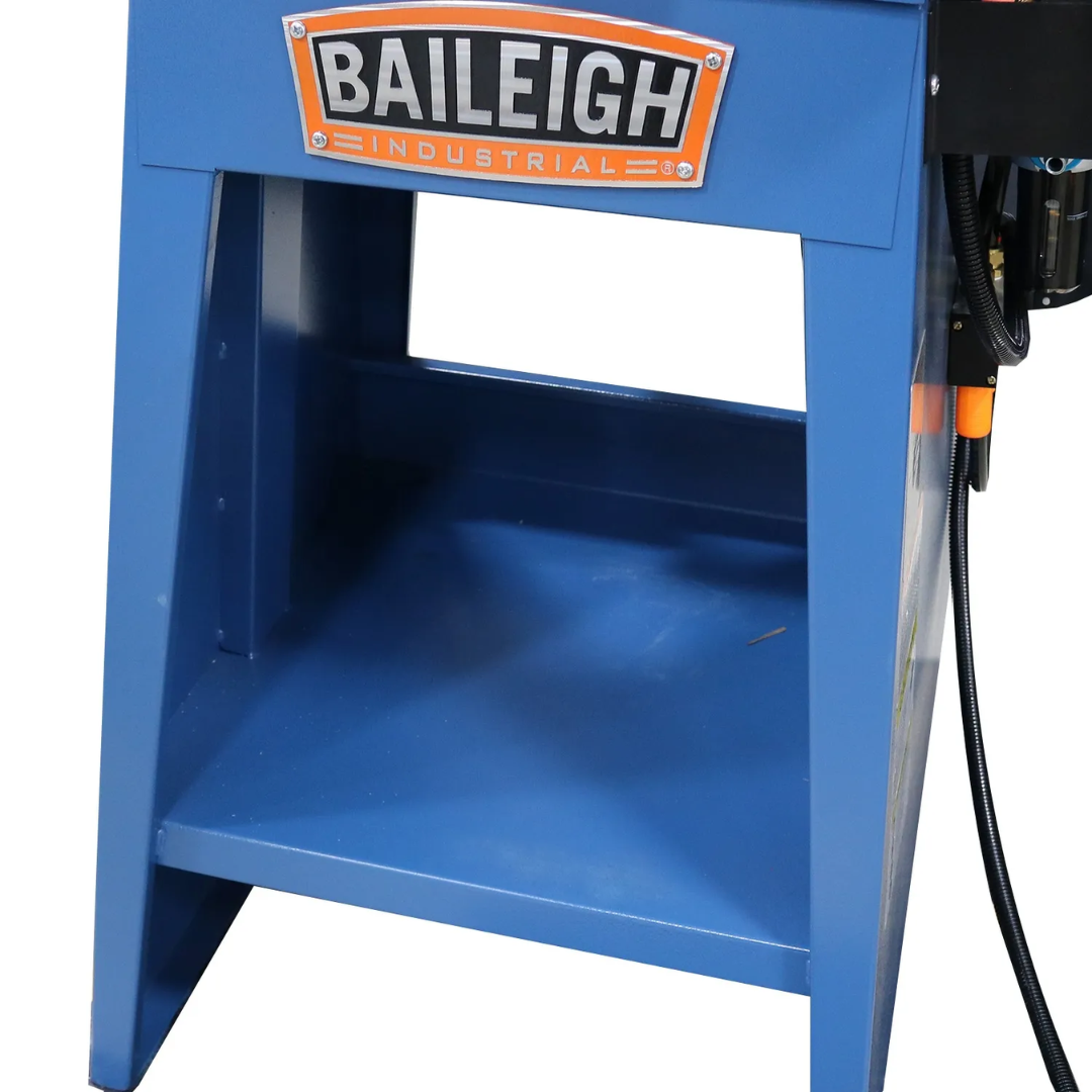 Baileigh Corner Notcher SN-F11-AN 1007236 reinforced machine stand providing a stable platform for precision hydraulic sheet metal notching operations.