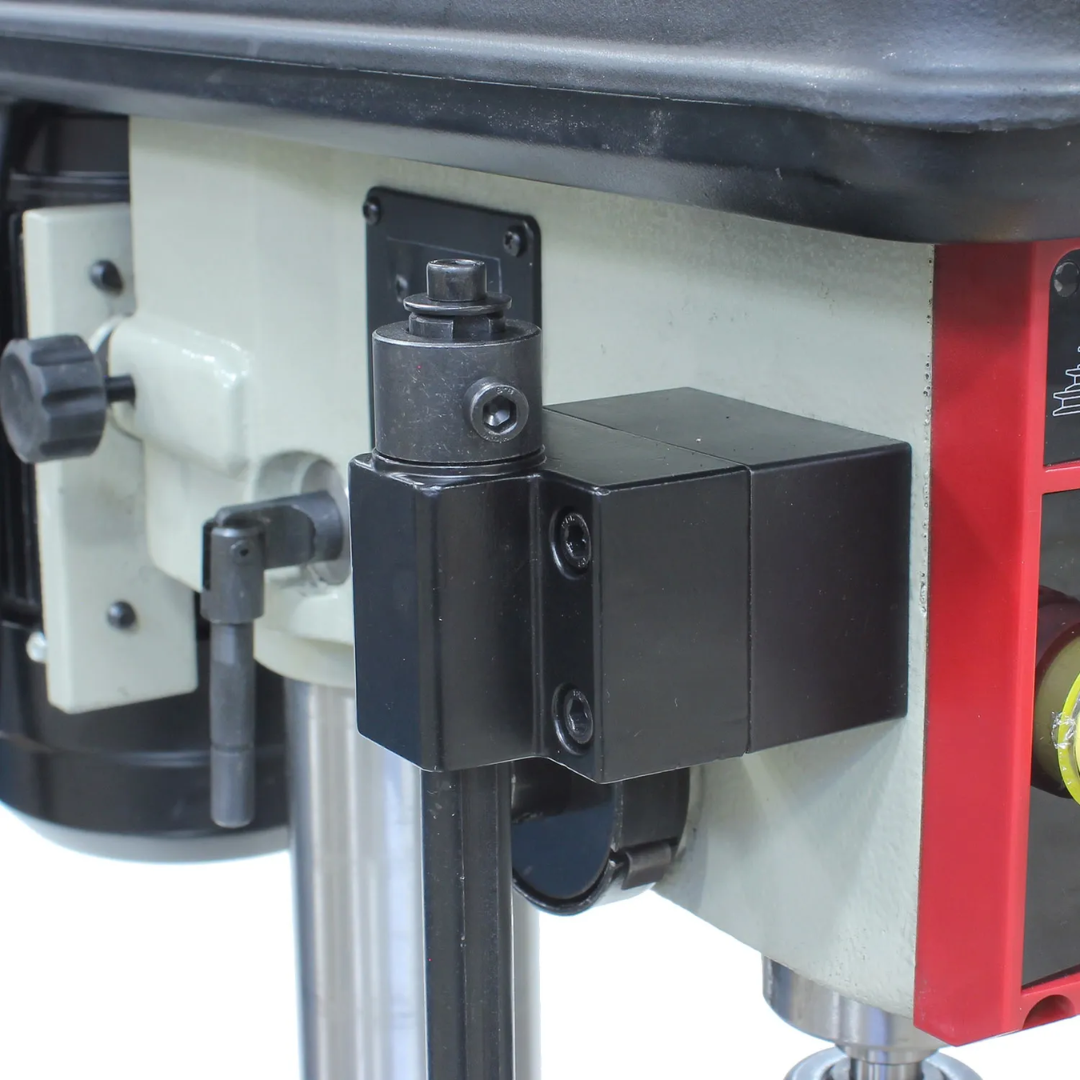 Baileigh Drill Press DP-0625E 1022127 adjustable worktable support and locking mechanism for precise table positioning and secure drilling operations.