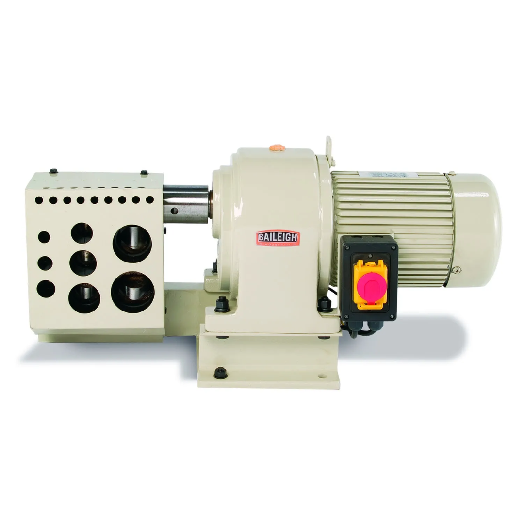 Baileigh Electric Pipe Notcher TN-200E 1008007 industrial electric pipe notcher featuring a powerful motor, heavy-duty steel construction, and precision hole saw notching for pipe, tube, and structural fabrication.