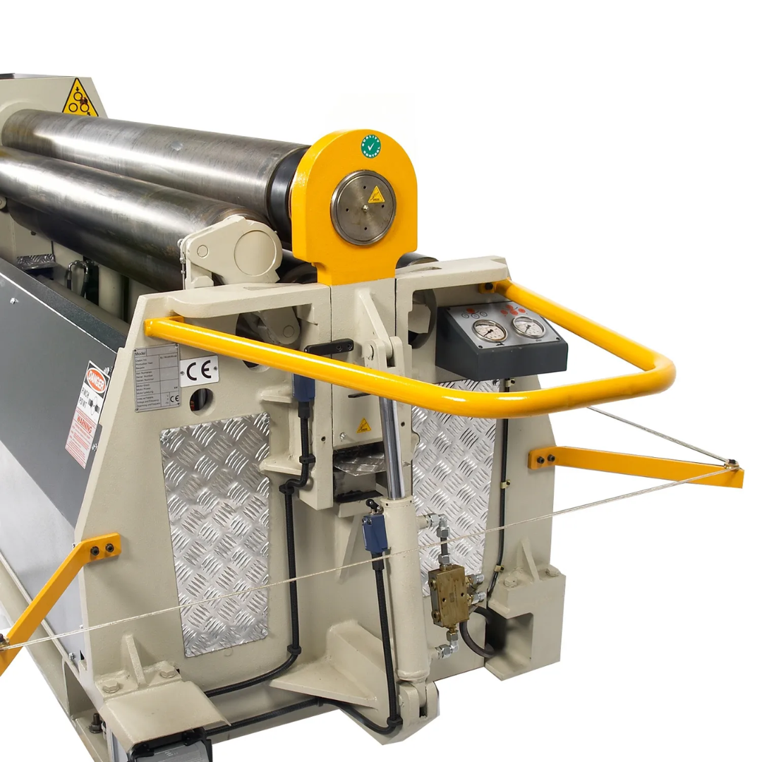 Baileigh Four Roll Plate Roll PR-603-4 1006554 angled view highlighting the robust four-roll design, industrial frame, and ergonomic operator controls.