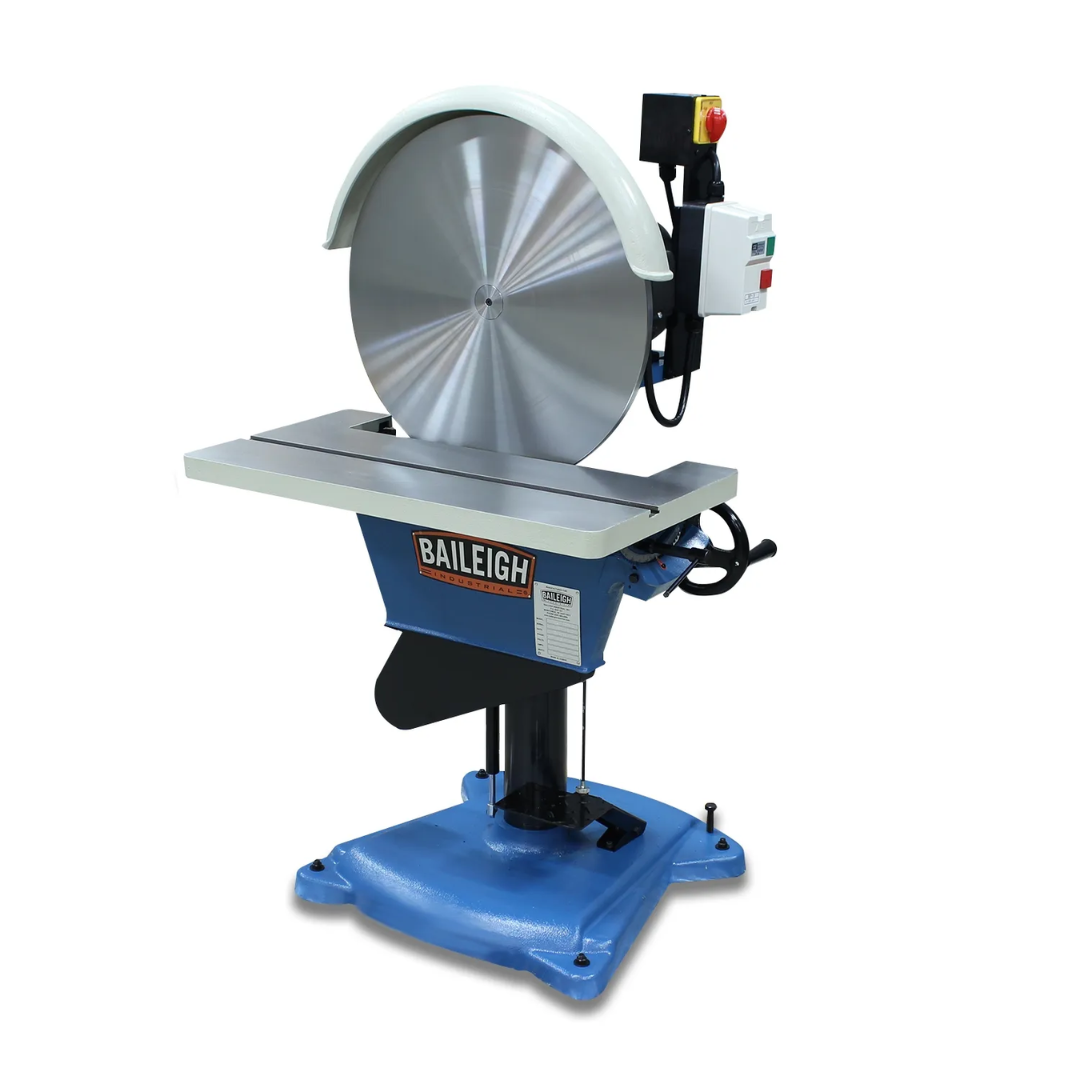 Baileigh Heavy Duty Disc Grinder - (DG-500HD) 1019164 full front view showing industrial disc grinding machine with large precision-balanced grinding disc, heavy-duty steel frame, and adjustable work table for metal finishing applications.