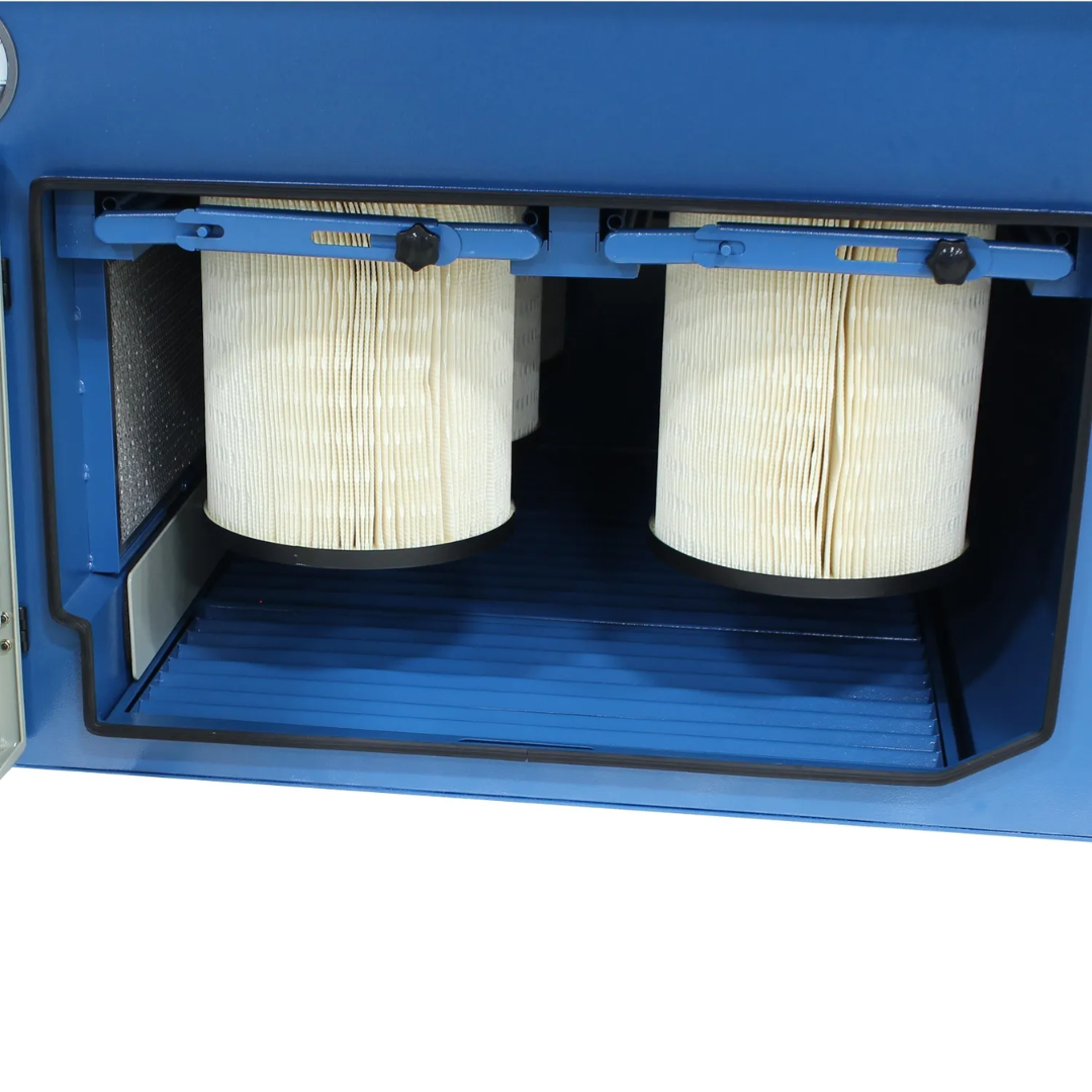 Baileigh Heavy Duty Downdraft Table - (DDTM-8052-HD) 1017590 rear-mounted filtration assembly designed for industrial air cleaning and dust extraction applications.