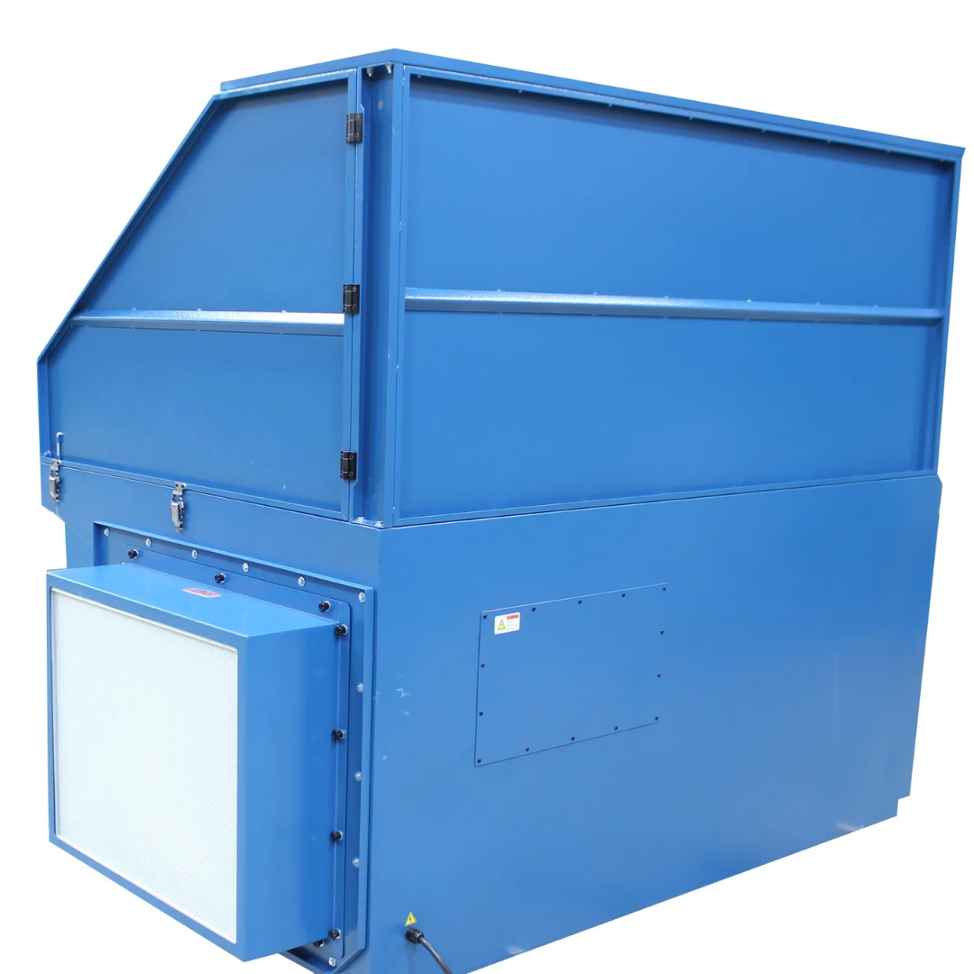 Baileigh Heavy Duty Downdraft Table - (DDTM-8052-HD) 1017590 side profile view showing the durable steel construction and enclosed filtration system.