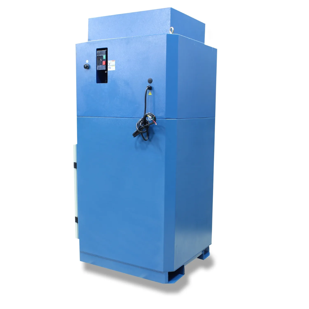 Baileigh Heavy Duty Metal Dust Collector MDC-3500-HD 1017595 angled front view showcasing the industrial dust collector's compact footprint and heavy-duty construction.