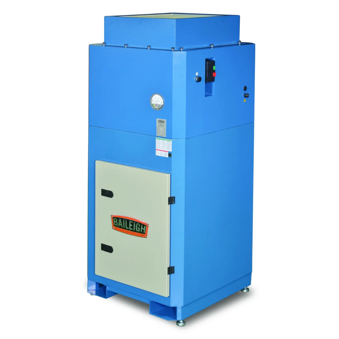 Baileigh Heavy Duty Metal Dust Collector MDC-3500-HD 1017595 front view featuring a durable industrial metal dust collection system with heavy-duty steel construction and enclosed filtration cabinet.