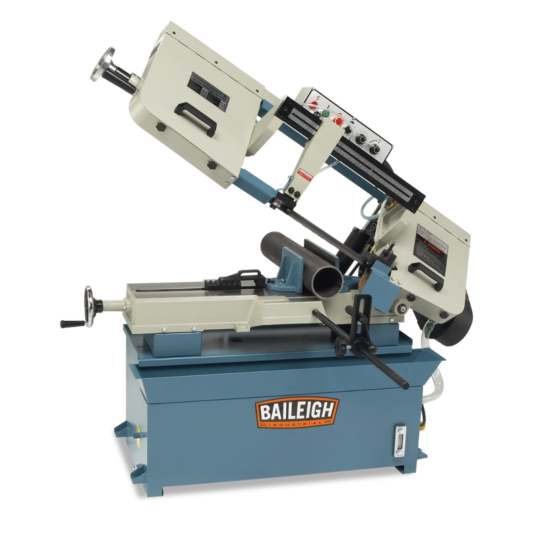 Baileigh Horizontal Band Saw - BS-916M 1001740 heavy-duty horizontal metal cutting band saw featuring adjustable miter capability, hydraulic feed control, and industrial-grade construction for precision cutting applications.