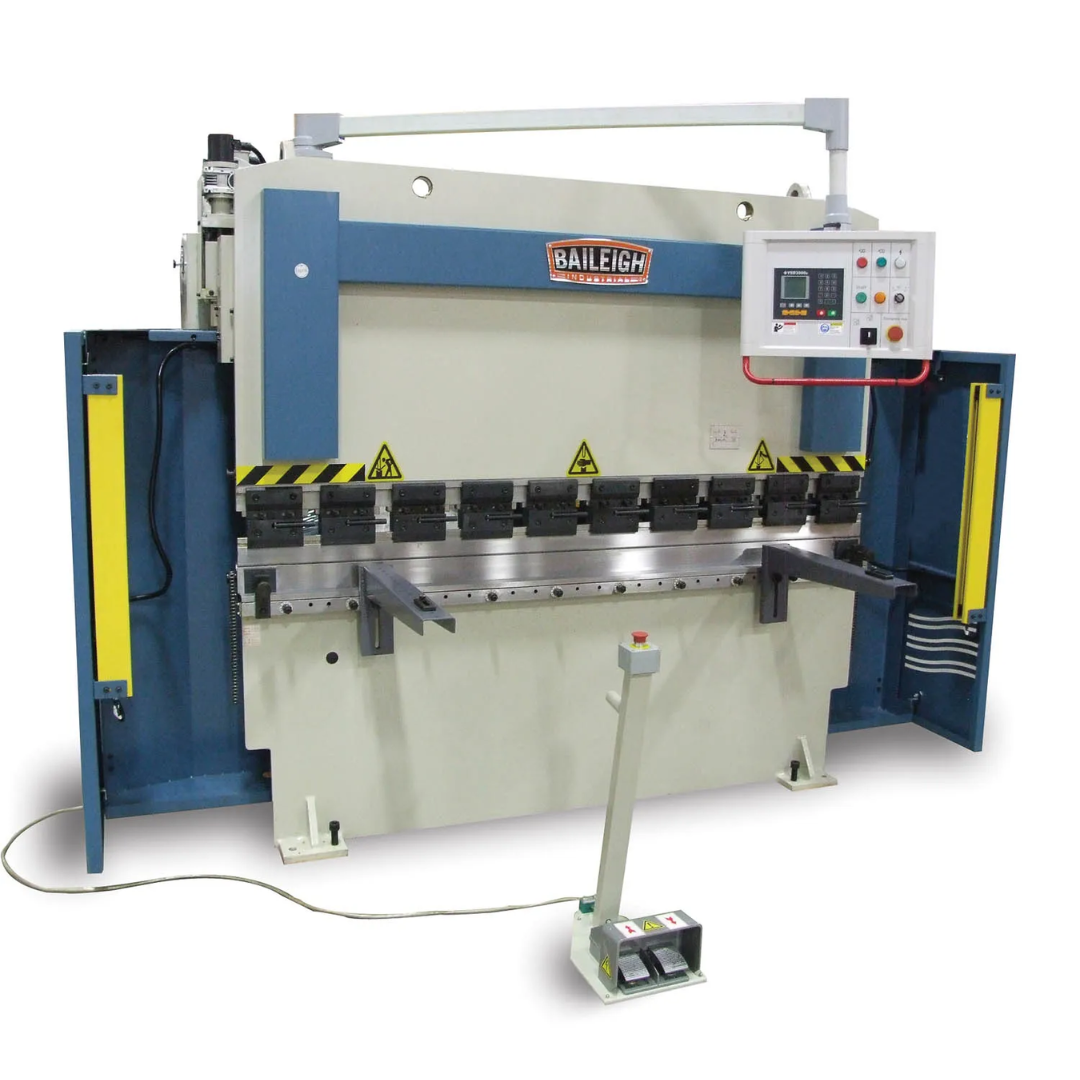 Baileigh Hydraulic Brake Press BP-5078CNC 1010285 front view showing CNC-controlled hydraulic press brake with precision bending capabilities, operator control panel, and foot pedal for industrial metal fabrication.