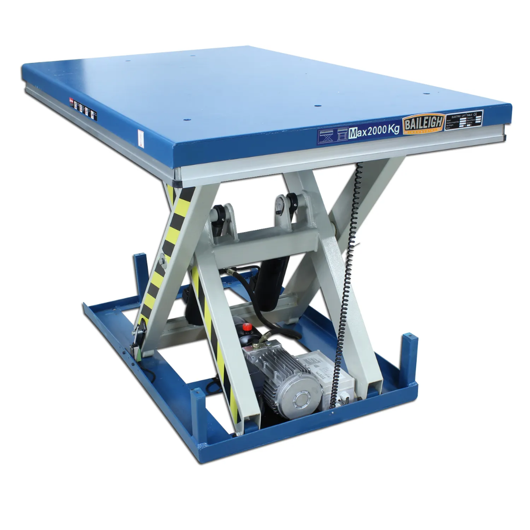 Baileigh Hydraulic Lift Table HLT-4400 1013589 heavy-duty hydraulic scissor lift table with elevated steel platform for industrial material handling applications