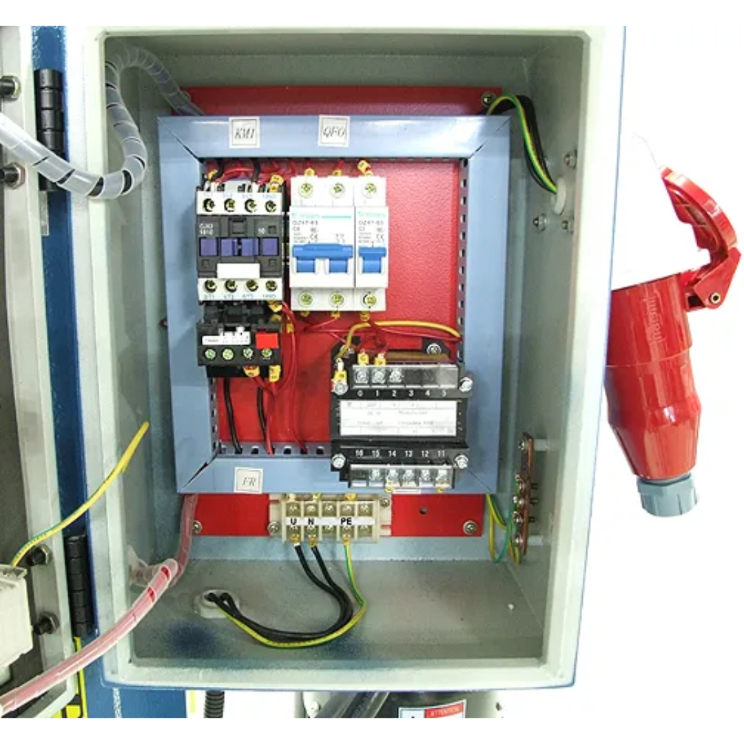 Baileigh Hydraulic Press HSP-30M 1012401 electrical control panel detail showing industrial-grade controls, hydraulic system management components, and professional machine operation features.