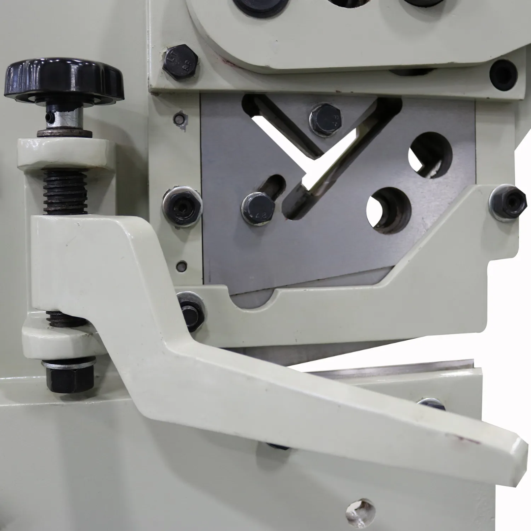 Baileigh Manual Ironworker SW-22M 1007741 lower cutting station with reinforced frame and precision tooling for dependable industrial metal cutting.