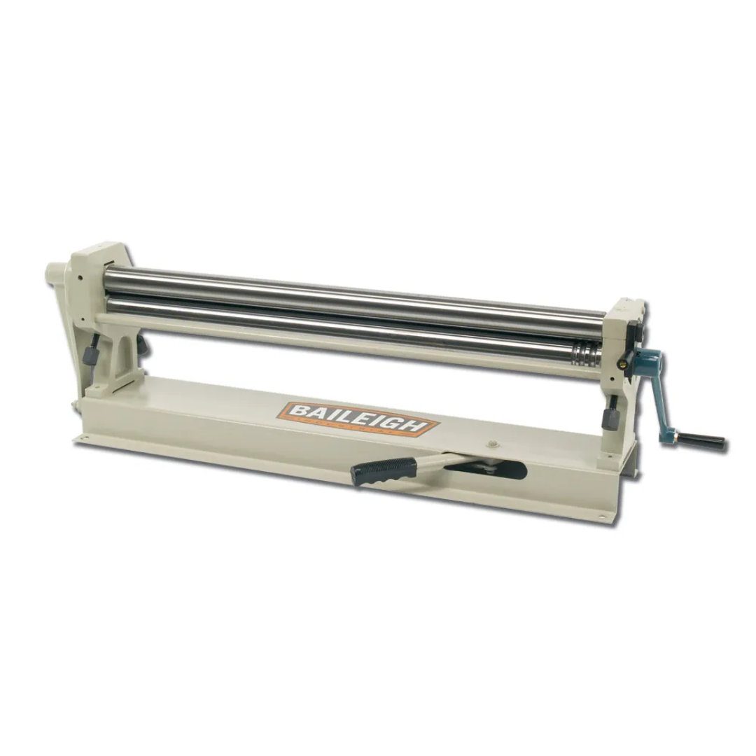 Baileigh Manual Slip Roller - (SR-3622M) 1007304 front view showing compact manual sheet metal slip roller with precision-machined rollers, hand crank operation, and heavy-duty steel construction for forming curved metal sections.