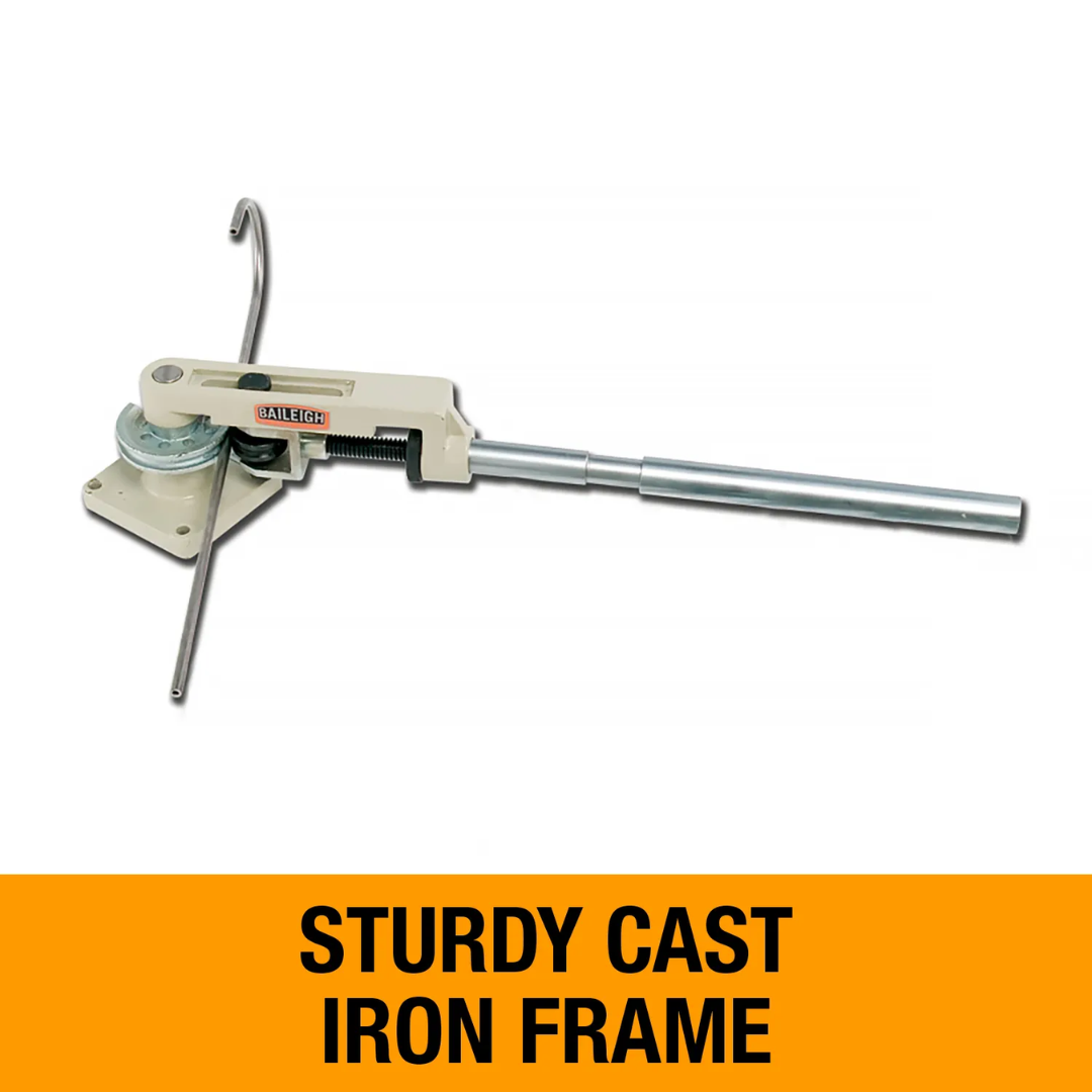 Baileigh Manual Tube Bender RDB-25 1006790 rugged cast iron frame and long handle assembly engineered to provide leverage, control, and consistent bending performance in workshop environments.