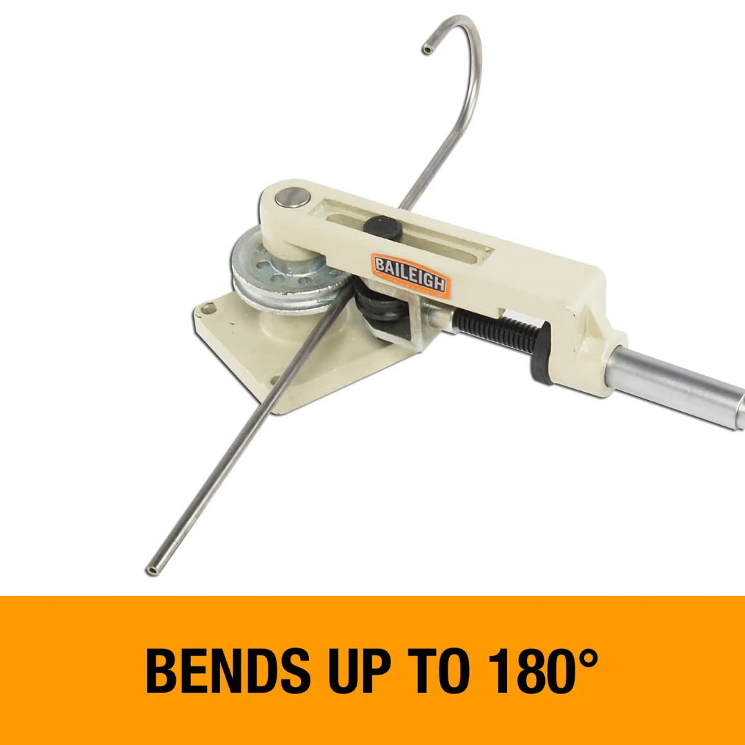 Baileigh Manual Tube Bender RDB-25 1006790 side view highlighting the manual bending mechanism, adjustable tooling, and durable cast iron structure designed for repeatable tube and pipe bending.