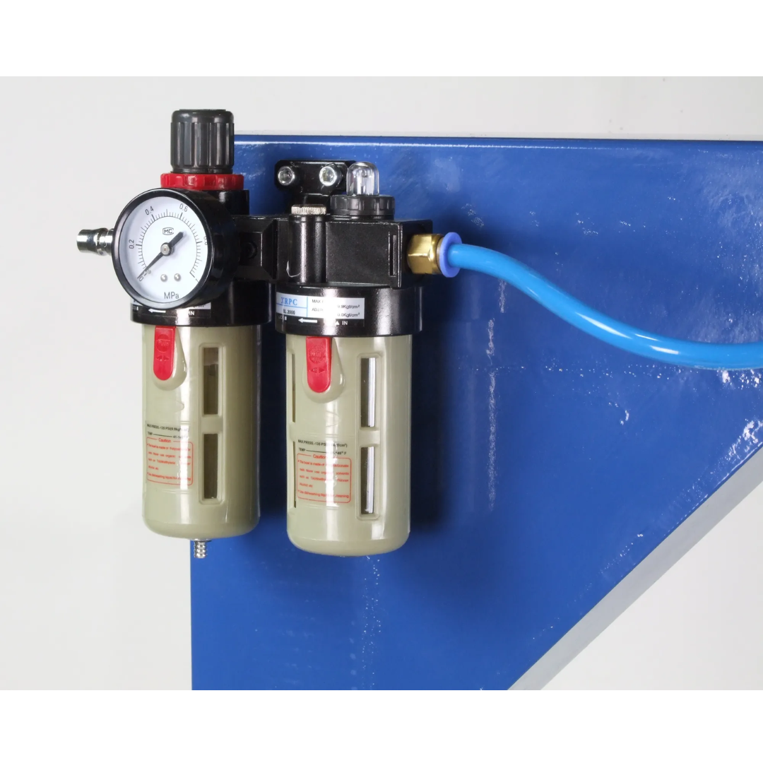 Baileigh Planishing Hammer - (PH-24A) 1005948 integrated air filter, regulator, and lubricator system providing consistent pneumatic performance and reliable operation.
