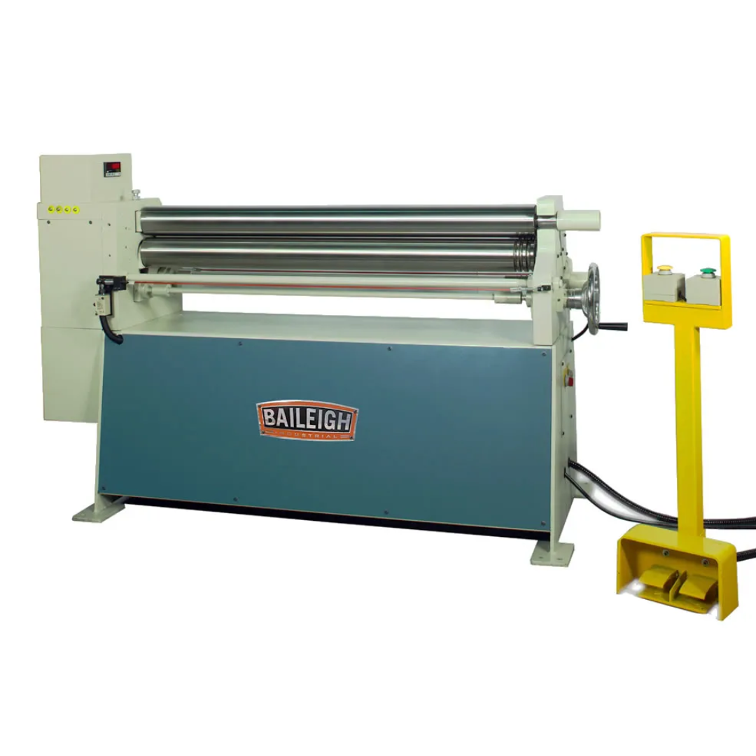 Baileigh Plate Roll PR-413 1006521 hydraulic three-roll plate rolling machine for precision sheet metal bending and industrial fabrication.