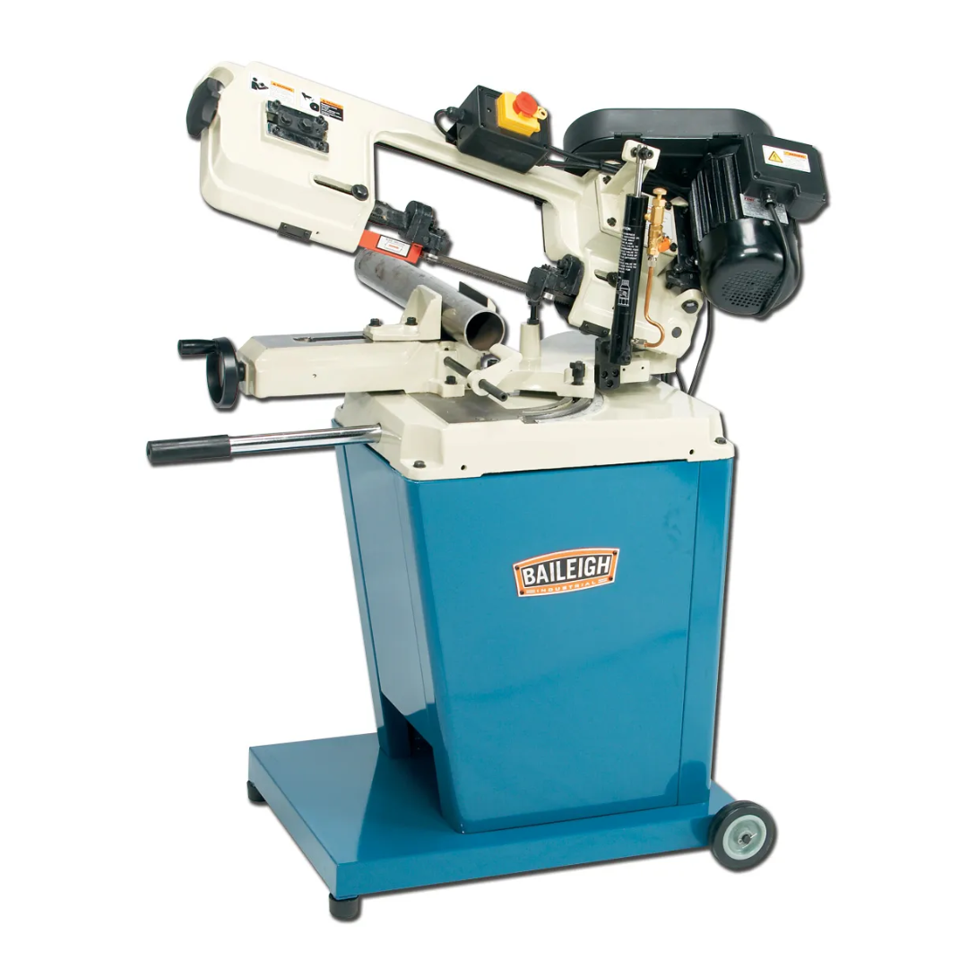 Baileigh Portable Metal Cutting Band Saw - BS-128M 1001095 portable horizontal and vertical metal cutting bandsaw with heavy-duty stand and swivel head.
