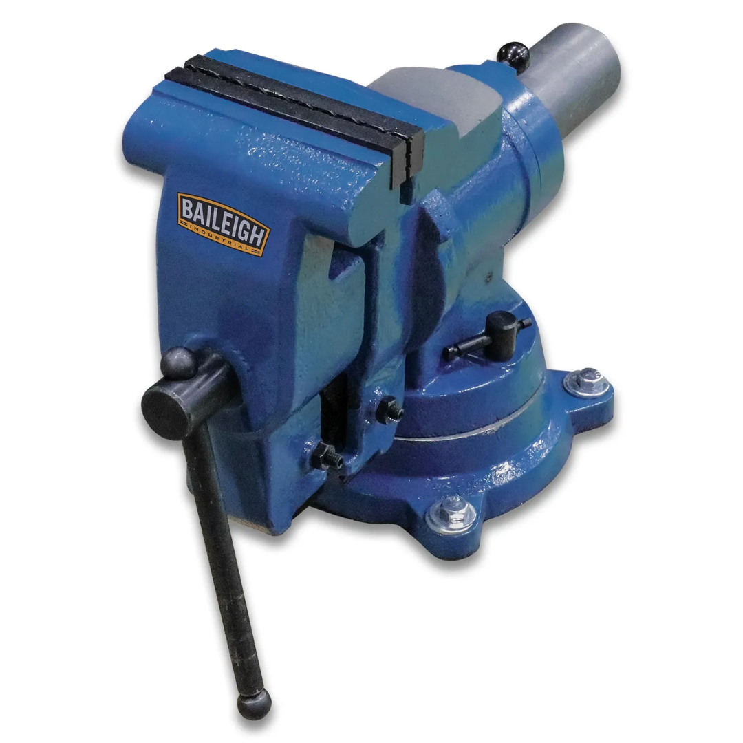 Baileigh Rotating Head Bench Vise BV-5P 1019128 heavy-duty rotating head bench vise featuring multi-position clamping capability, precision-machined jaws, and industrial-grade cast construction for fabrication and maintenance applications.