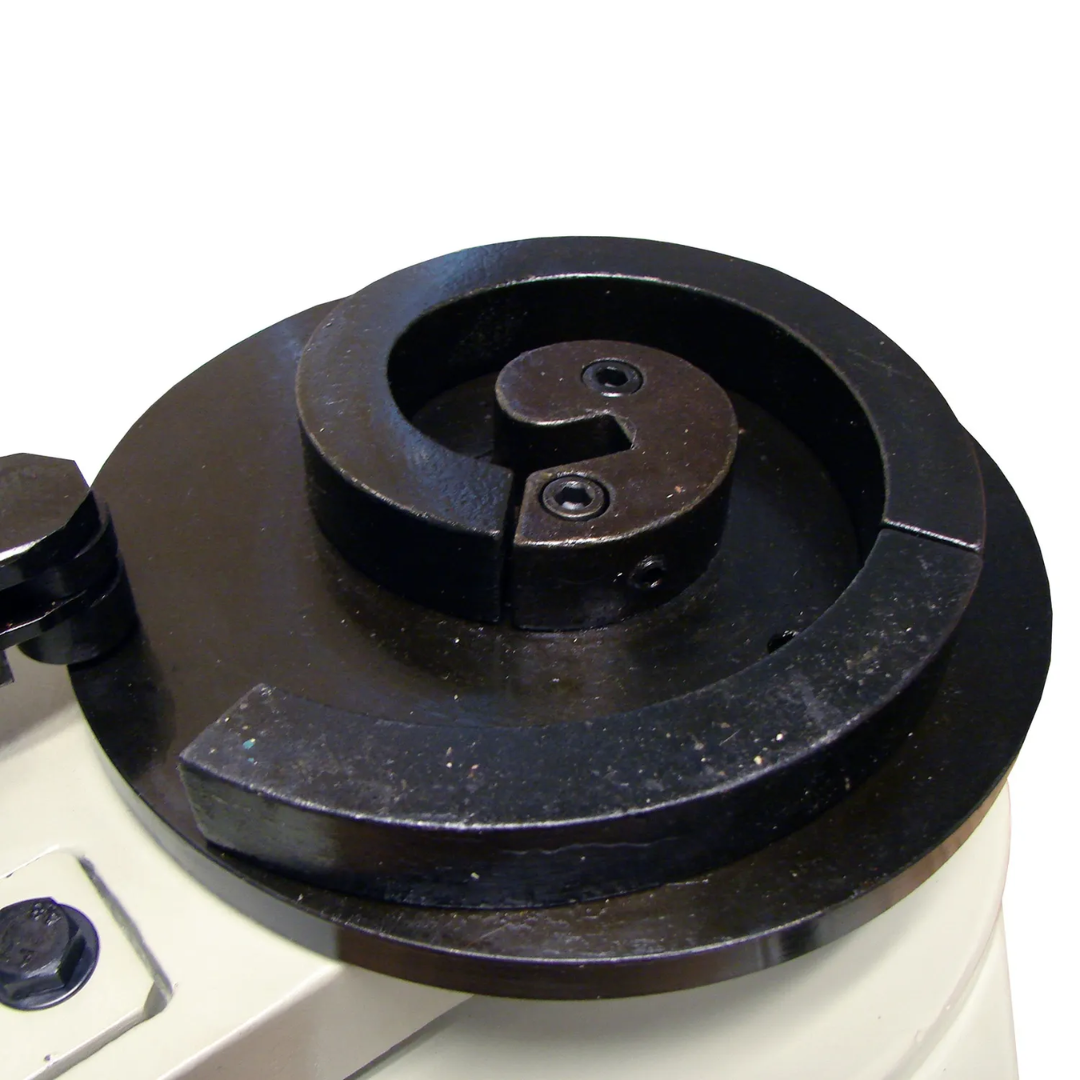Baileigh Scroll Bender (MPB-10) 1005648 close-up of the scroll forming die showing precision-machined components for repeatable decorative bends.