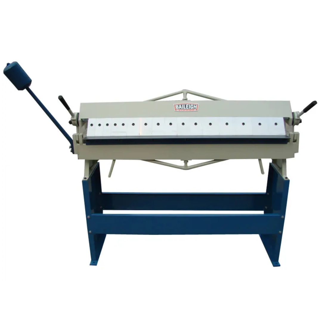 Baileigh Sheet Metal Brake (BB-4816E) 1000475 heavy-duty manual sheet metal brake with reinforced steel frame, precision bending beam, and wide working capacity for fabrication and metal forming applications.
