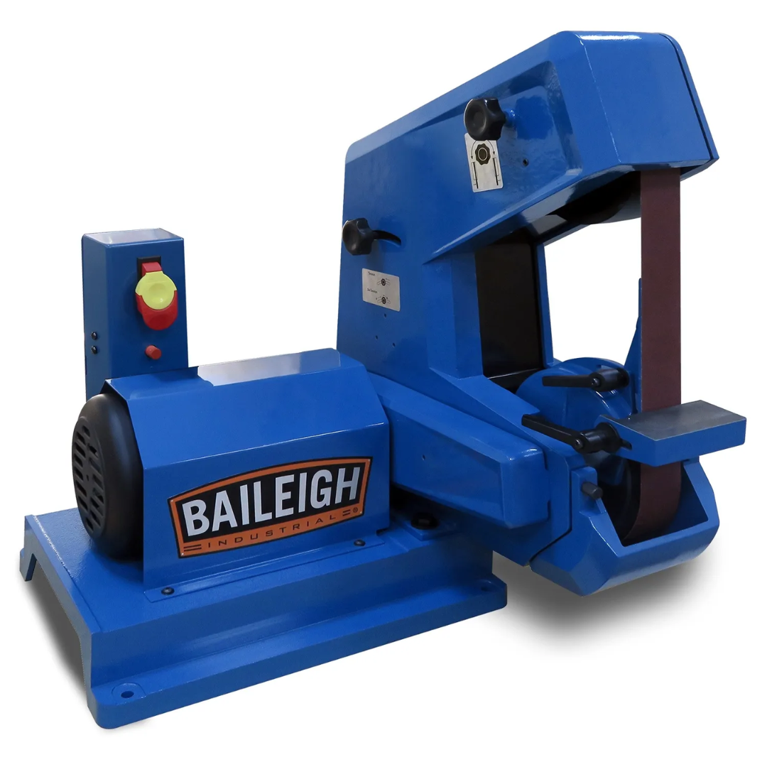 Baileigh Single Speed Belt Grinder - (BG-260S) 1227894 industrial belt grinding machine featuring a heavy-duty steel frame, single-speed operation, and precision metal finishing capabilities.