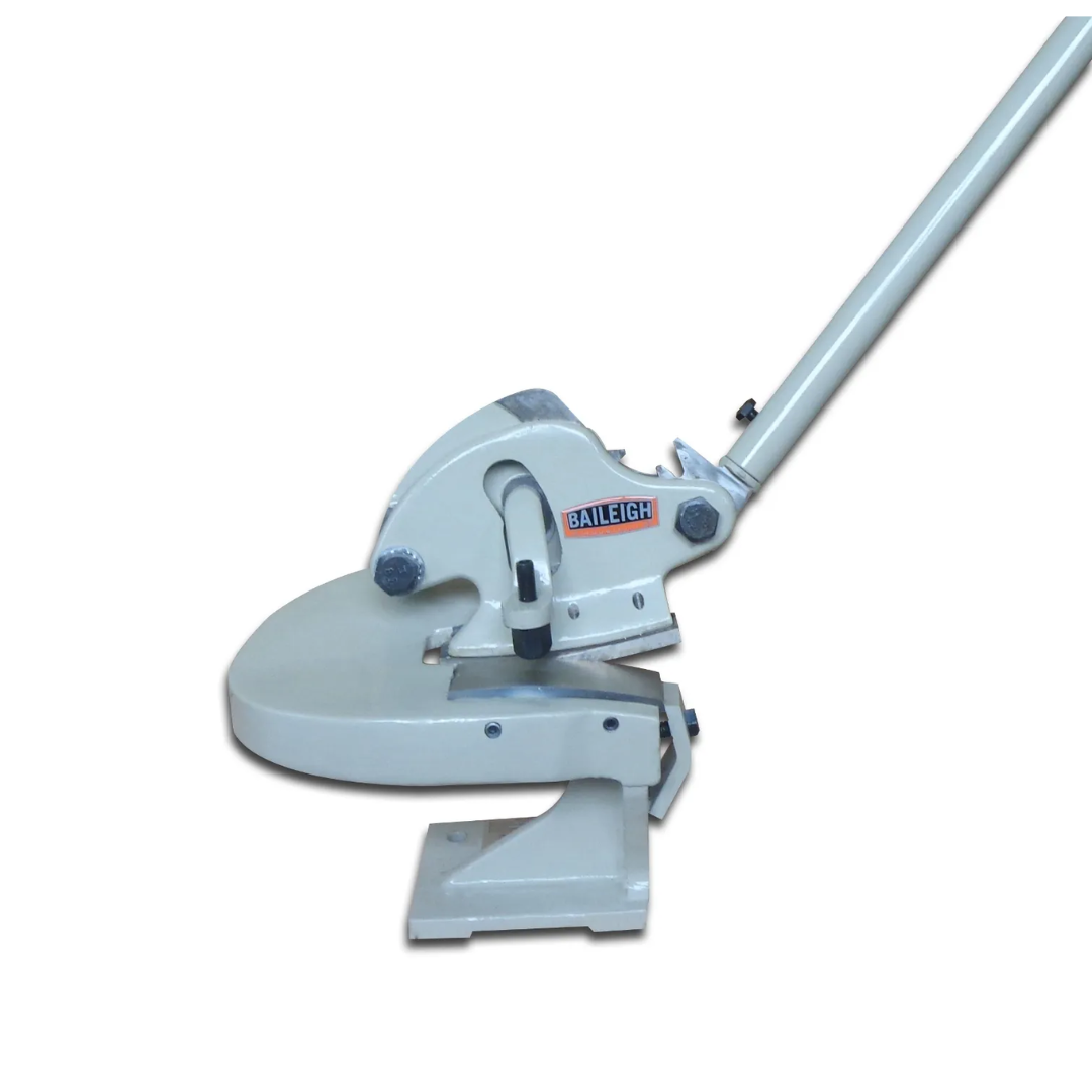 Baileigh Throatless Shear - (MPS-5) 1010423 heavy-duty manual throatless shear designed for intricate sheet metal cutting, curved profiles, and precision fabrication applications with unrestricted material movement.