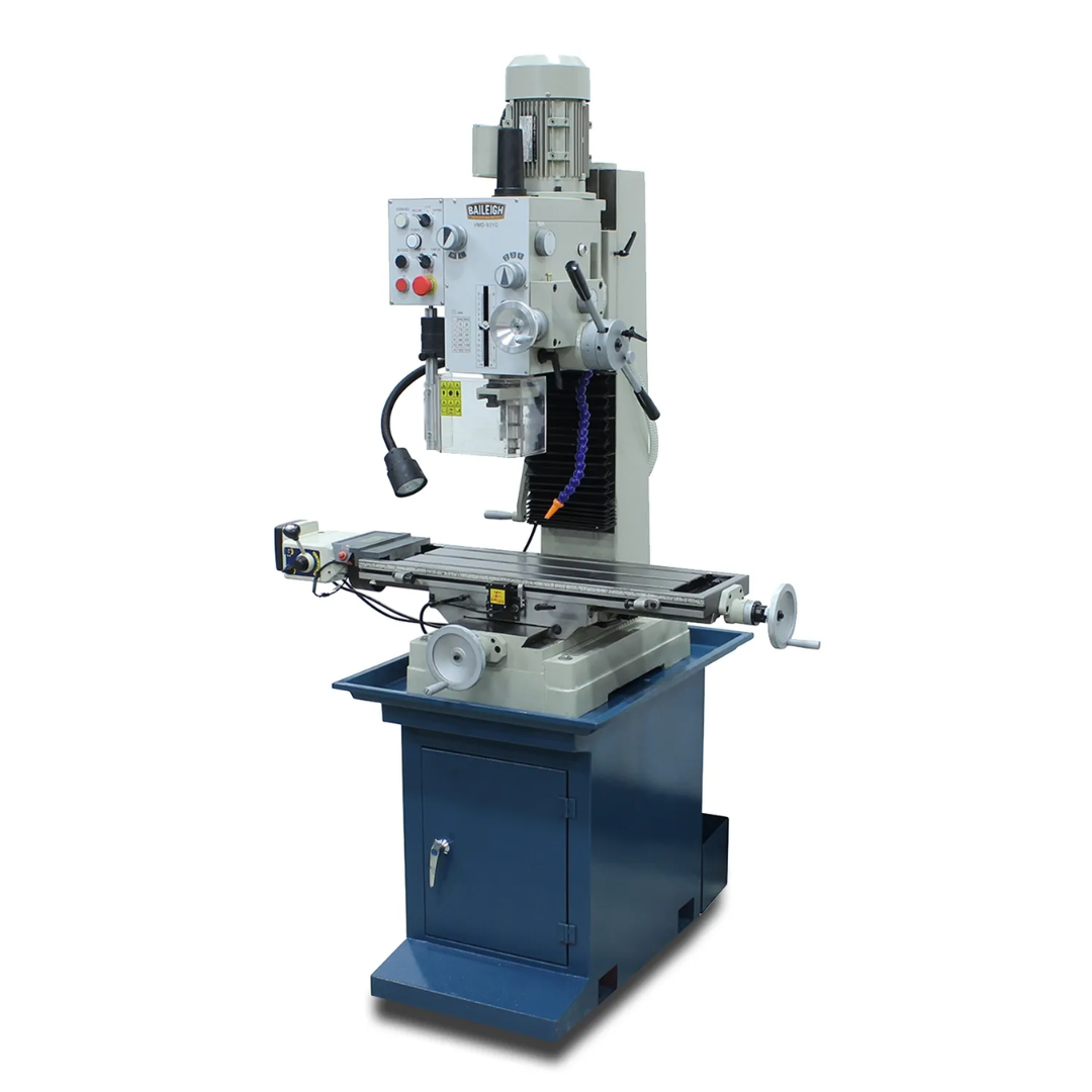 Baileigh Vertical Mill Drill (VMD-931G) 1020693 heavy-duty vertical milling and drilling machine featuring precision spindle, adjustable worktable, geared head design, and rigid cast iron construction for machining and fabrication applications.