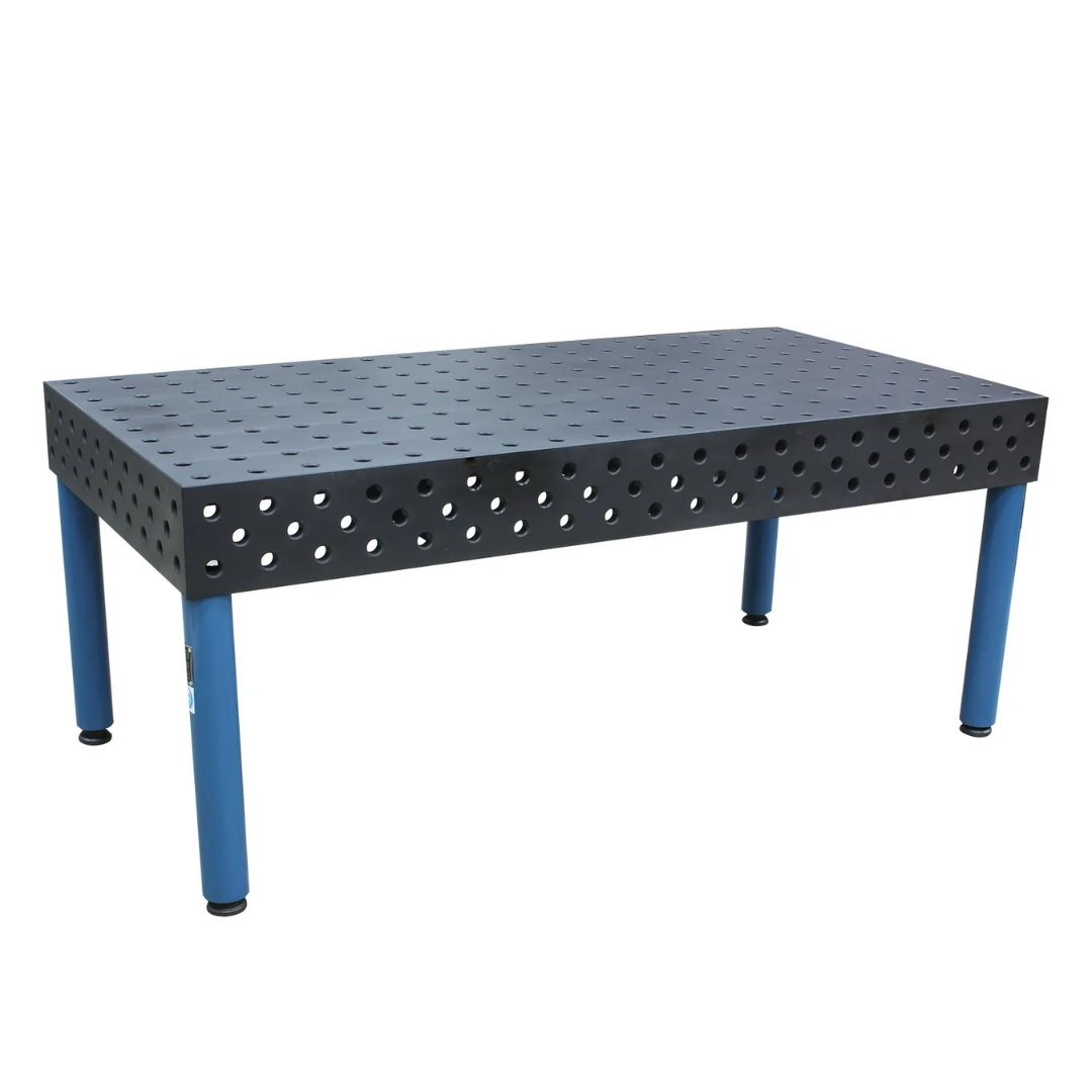 Baileigh Welding Jig Table WJT-7839-HD 1010426 front view featuring a heavy-duty modular welding fixture table with a precision-machined cast iron work surface, 28 mm fixture holes, and reinforced steel legs for fabrication and assembly.