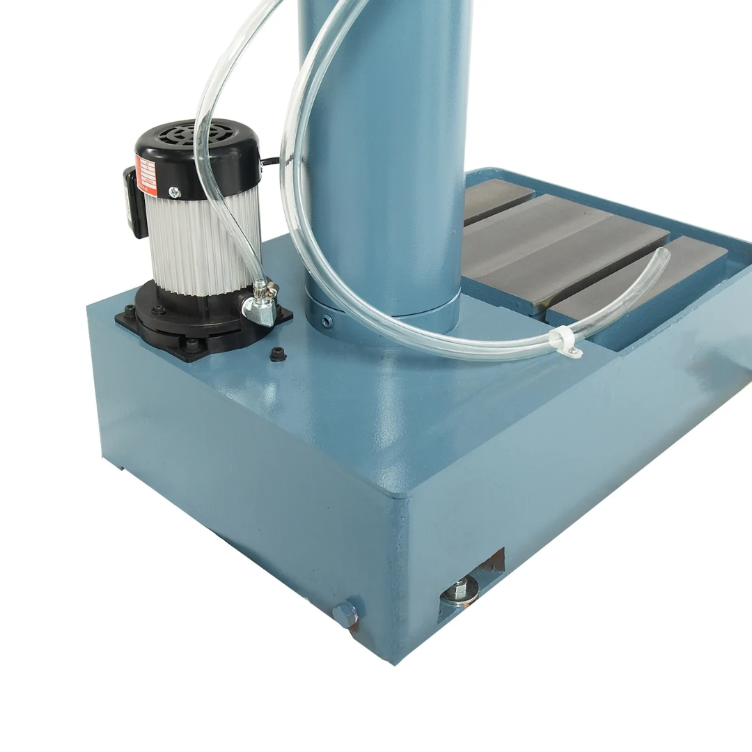 Base and work area detail of the Baileigh 16-Inch Variable-Speed Drill Press, 220V 1Ph (DP-1000VS) 1002862 showing the stable platform and precision machining workspace.