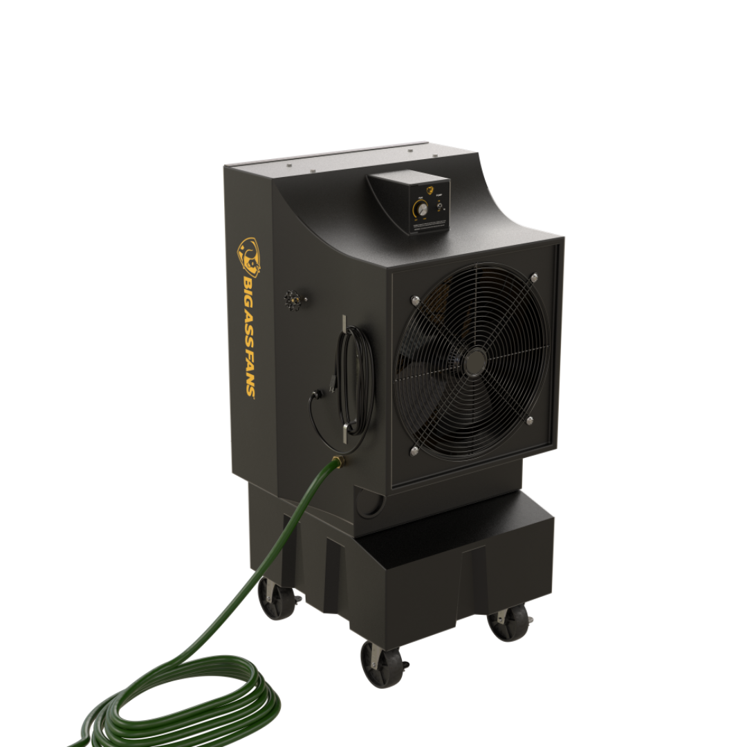 Big Ass Fans Cool-Space 300 Evaporative Cooler F-EV1-1801 portable cooling unit with power cord and heavy-duty wheels